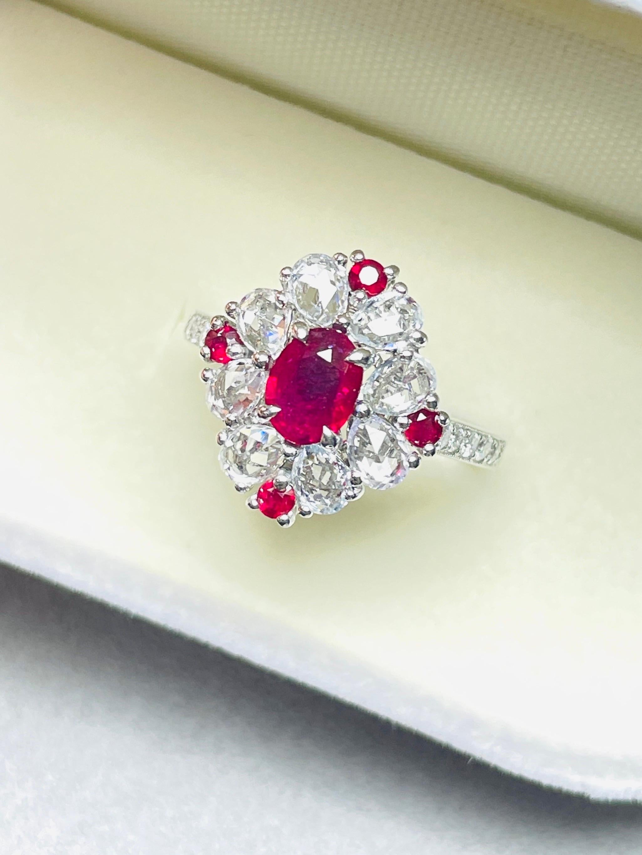 1.01 Ct GIA Certified Unheated Burma Ruby Pigeon Blood Ring 14K 3.72Gram en vente 5