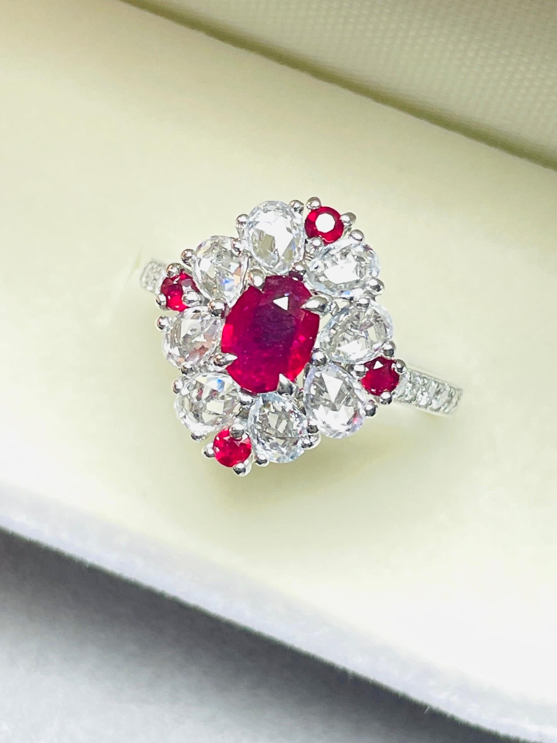 1,01 Ct GIA zertifiziert ungeheizten Burma Rubin Taubenblut Ring 14K 3,72Gramm im Angebot 5