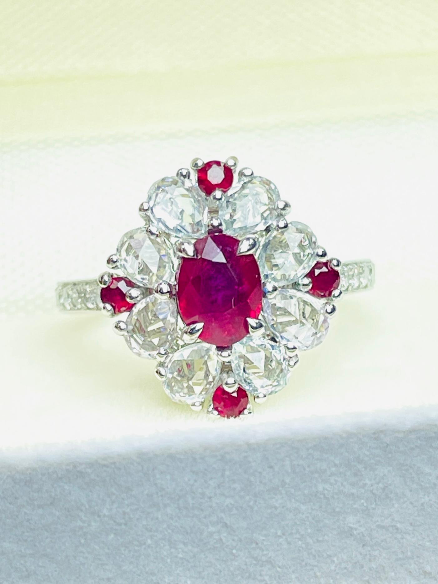 1,01 Ct GIA zertifiziert ungeheizten Burma Rubin Taubenblut Ring 14K 3,72Gramm im Angebot 6