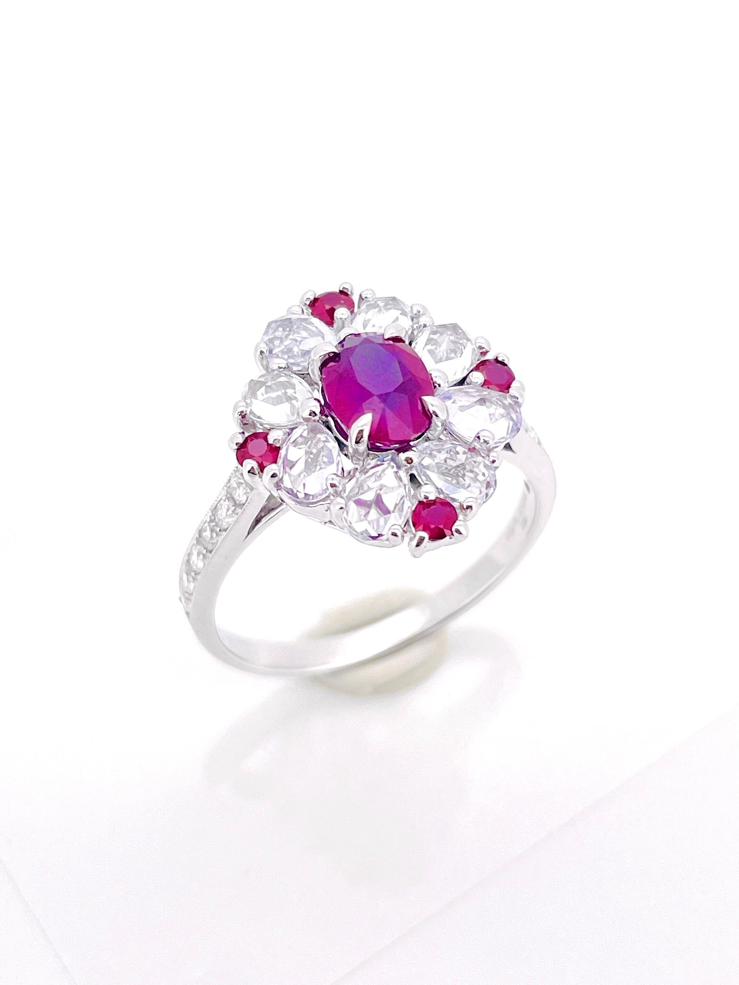1.01 Ct GIA Certified Unheated Burma Ruby Pigeon Blood Ring 14K 3.72Gram en vente 7