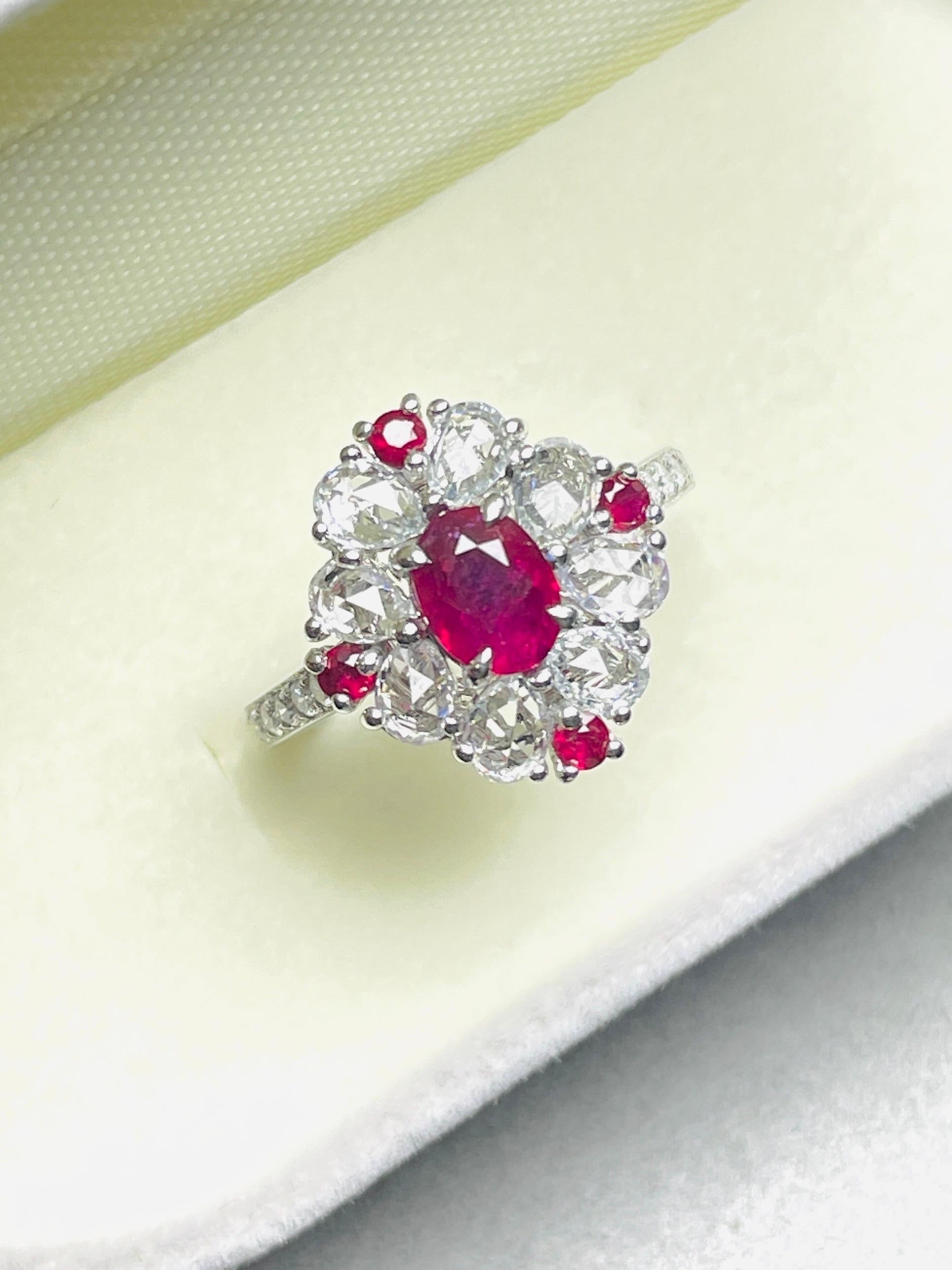 1.01 Ct GIA Certified Unheated Burma Ruby Pigeon Blood Ring 14K 3.72Gram en vente 8