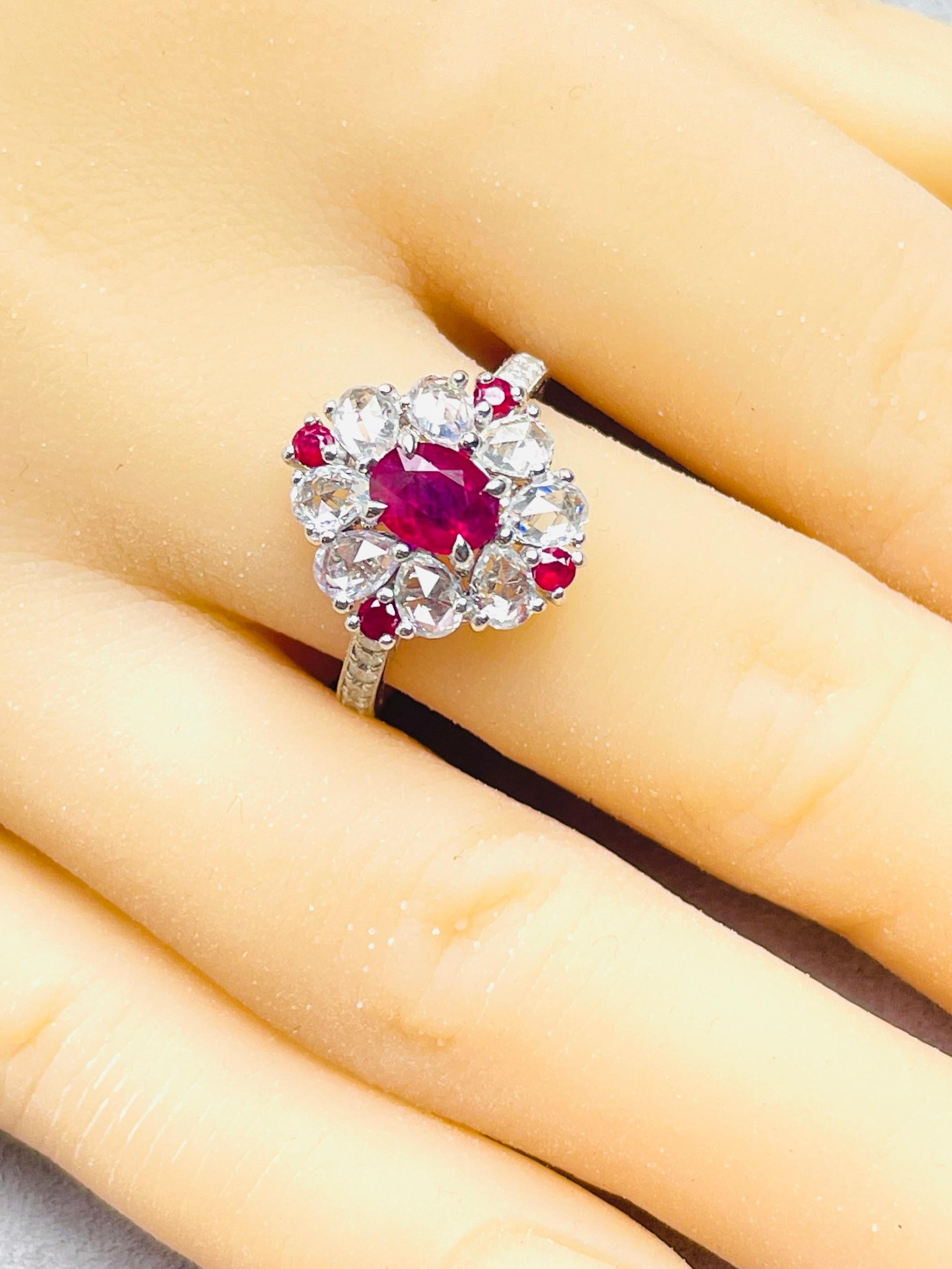 1,01 Ct GIA zertifiziert ungeheizten Burma Rubin Taubenblut Ring 14K 3,72Gramm im Angebot 8
