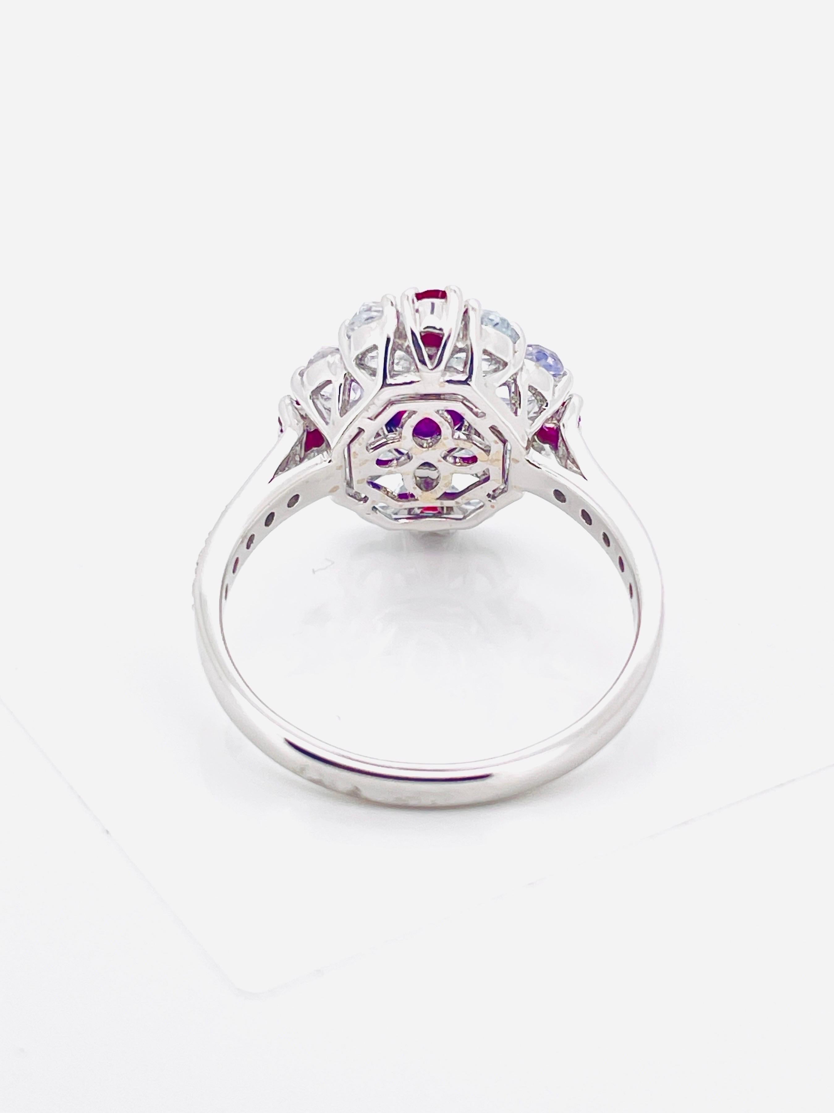 Taille brillant 1.01 Ct GIA Certified Unheated Burma Ruby Pigeon Blood Ring 14K 3.72Gram en vente