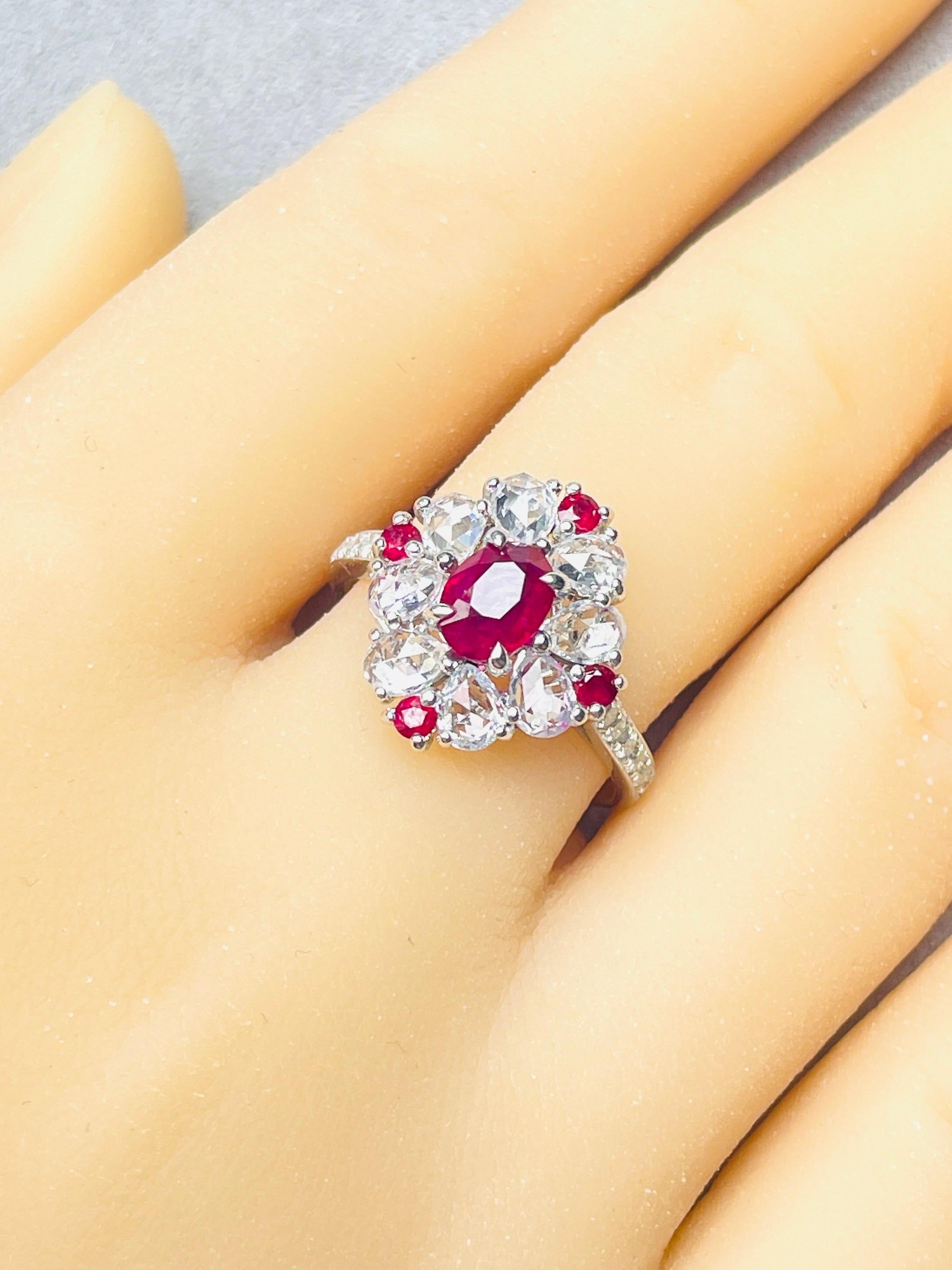 1.01 Ct GIA Certified Unheated Burma Ruby Pigeon Blood Ring 14K 3.72Gram Neuf - En vente à bangkok, TH
