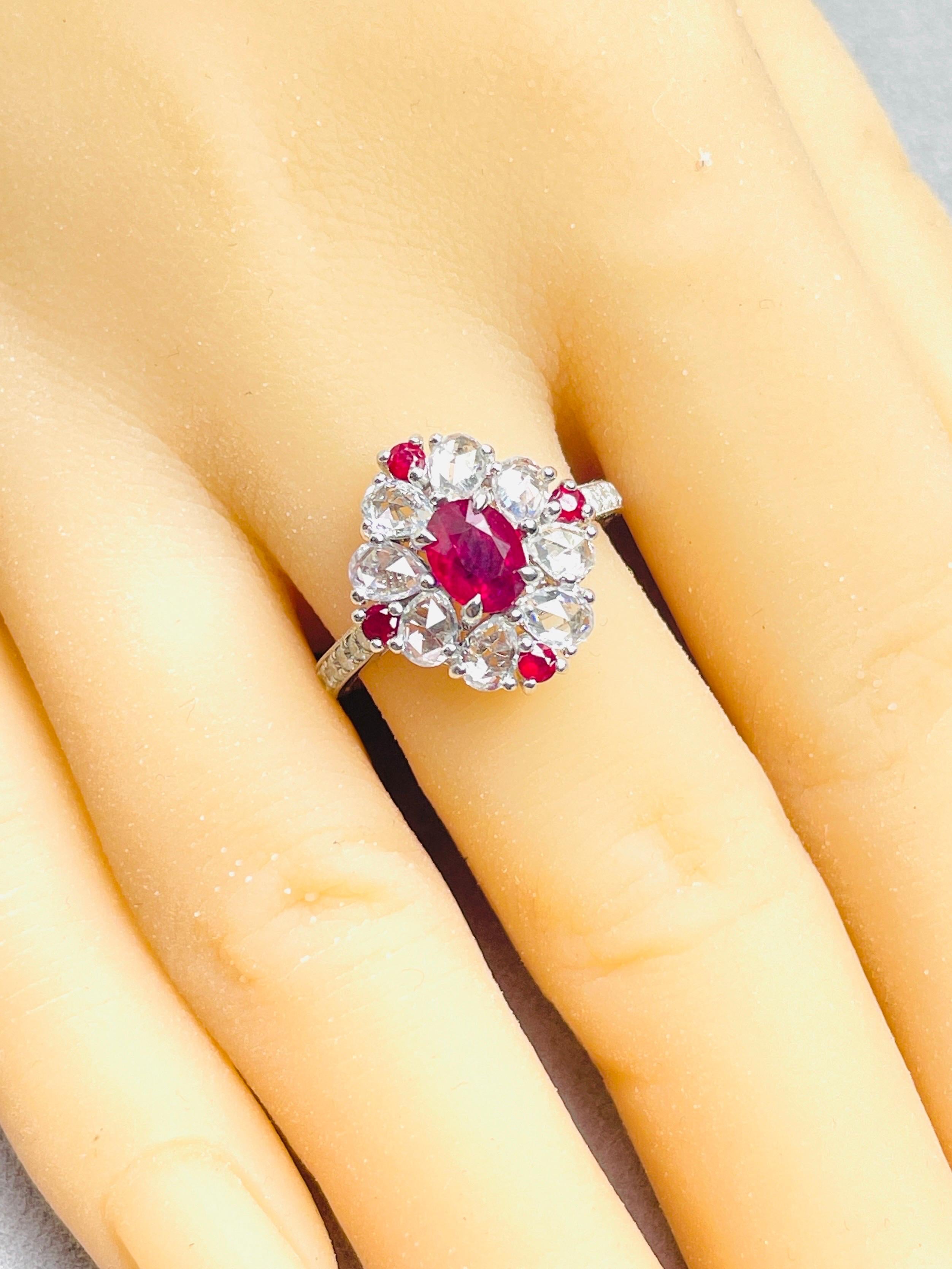 1.01 Ct GIA Certified Unheated Burma Ruby Pigeon Blood Ring 14K 3.72Gram Pour femmes en vente
