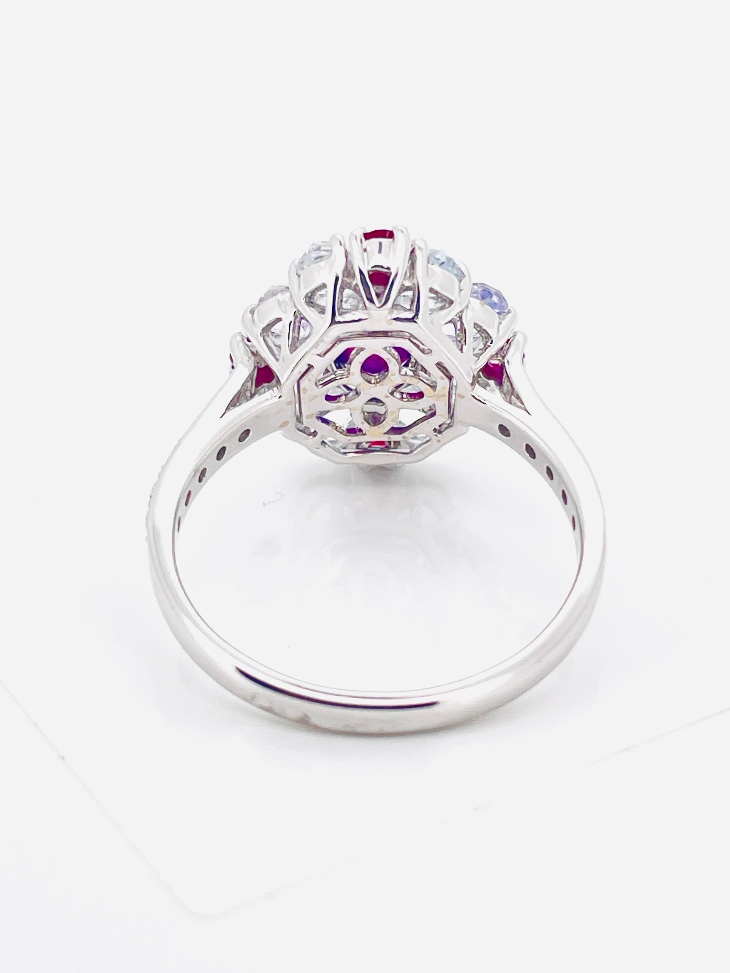 1,01 Ct GIA zertifiziert ungeheizten Burma Rubin Taubenblut Ring 14K 3,72Gramm Damen im Angebot