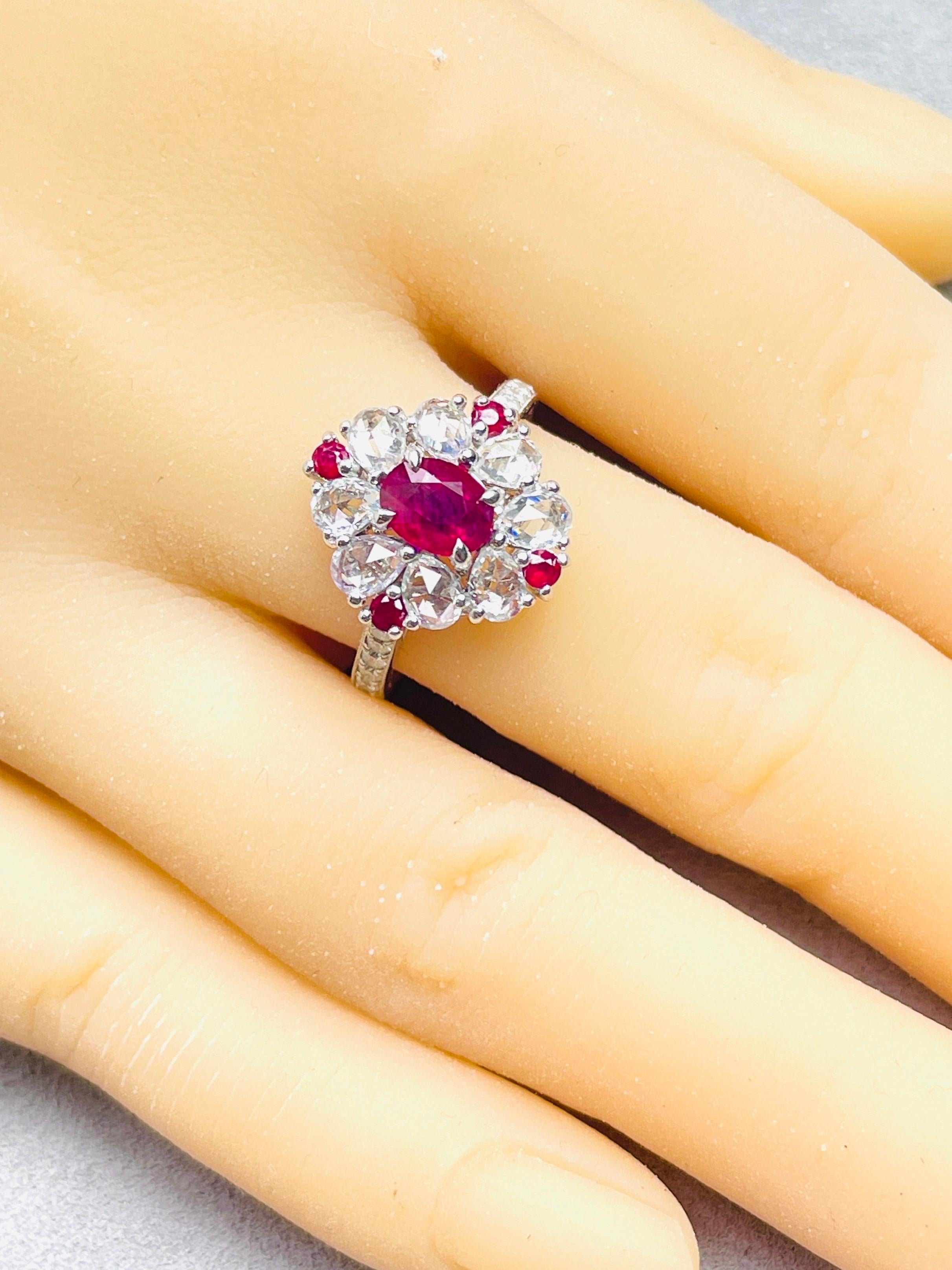 1.01 Ct GIA Certified Unheated Burma Ruby Pigeon Blood Ring 14K 3.72Gram en vente 1