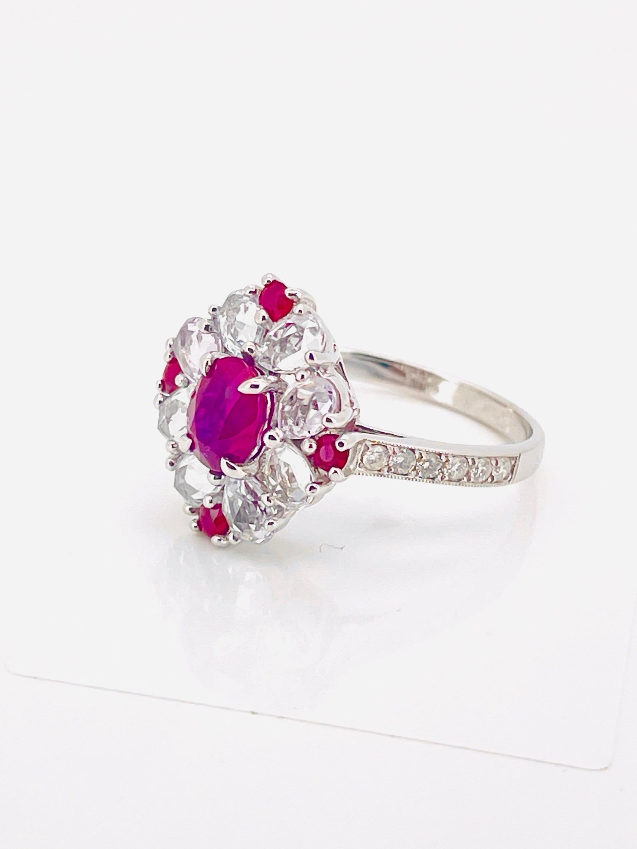 1.01 Ct GIA Certified Unheated Burma Ruby Pigeon Blood Ring 14K 3.72Gram en vente 3