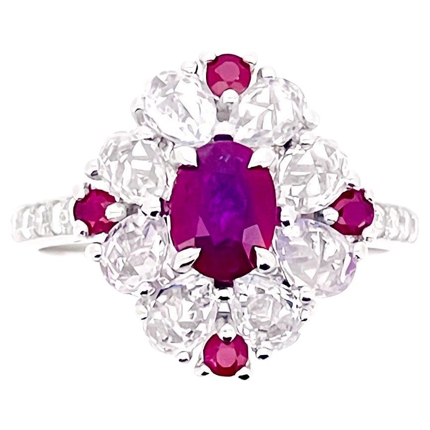 1.01 Ct GIA Certified Unheated Burma Ruby Pigeon Blood Ring 14K 3.72Gram