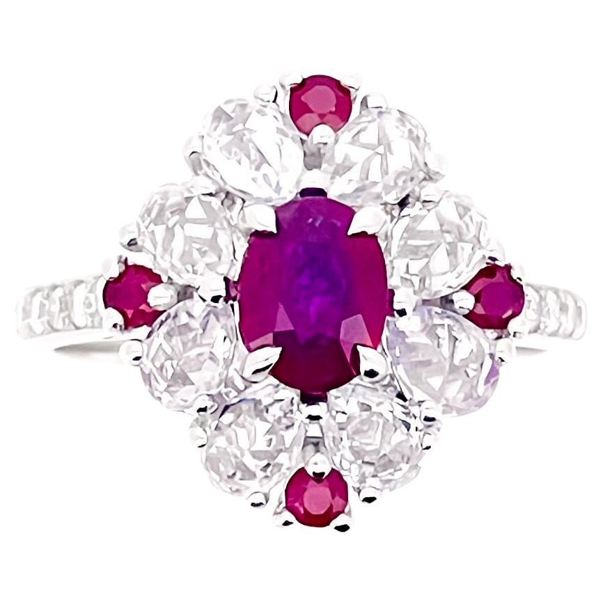 1.01 Ct GIA Certified Unheated Burma Ruby Pigeon Blood Ring 14K 3.72Gram