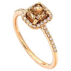 1.01 Ct VS2 Natural Fancy Intense Yellow Brown Diamond Ring, No Reserve Price