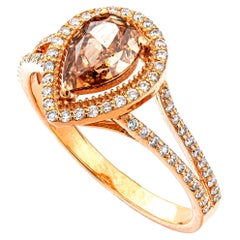 1.01 ct Natural Fancy Orangy Brown Diamond Ring