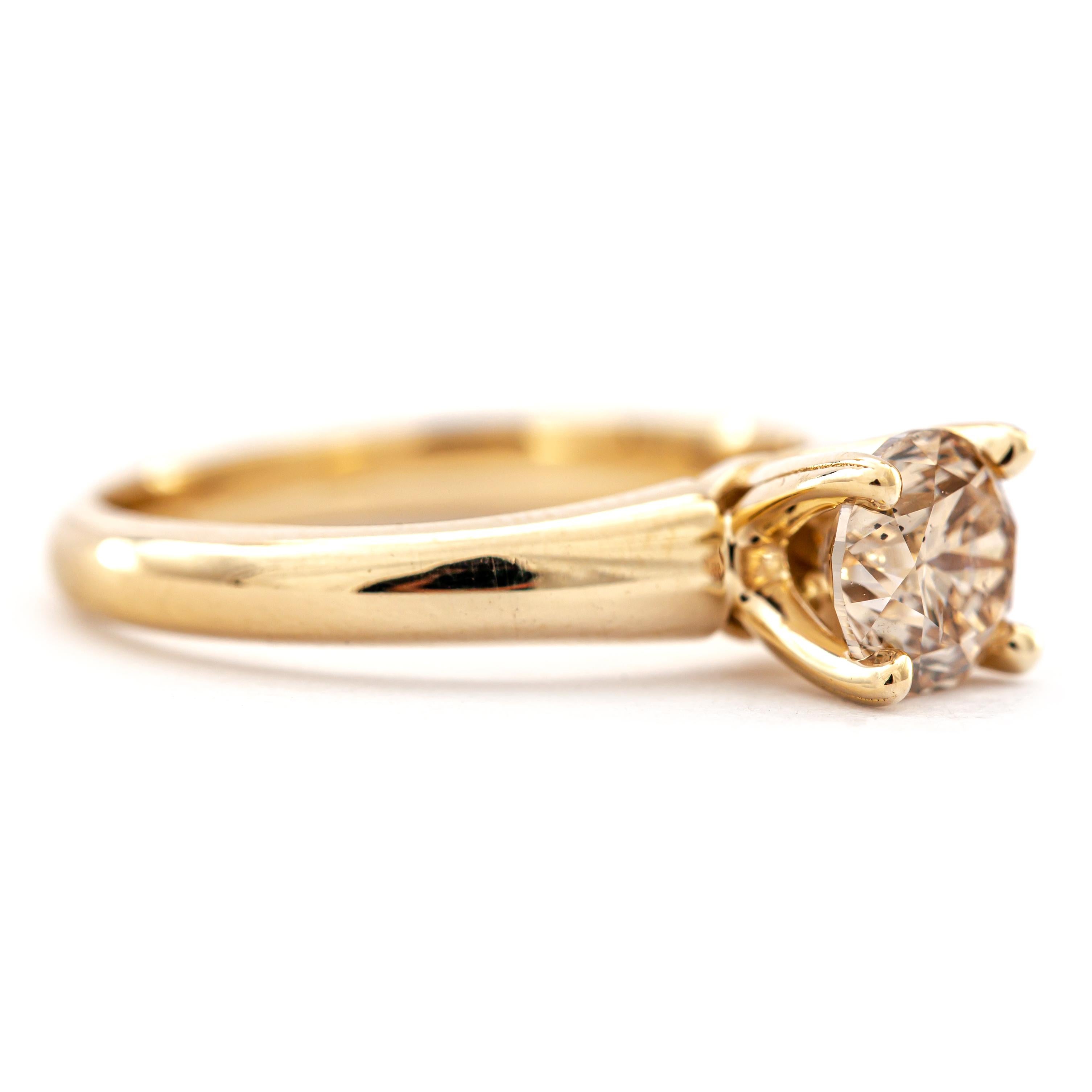 1.01 Karat natürlicher hellbrauner Diamantring – kein Mindestpreis (Rundschliff)