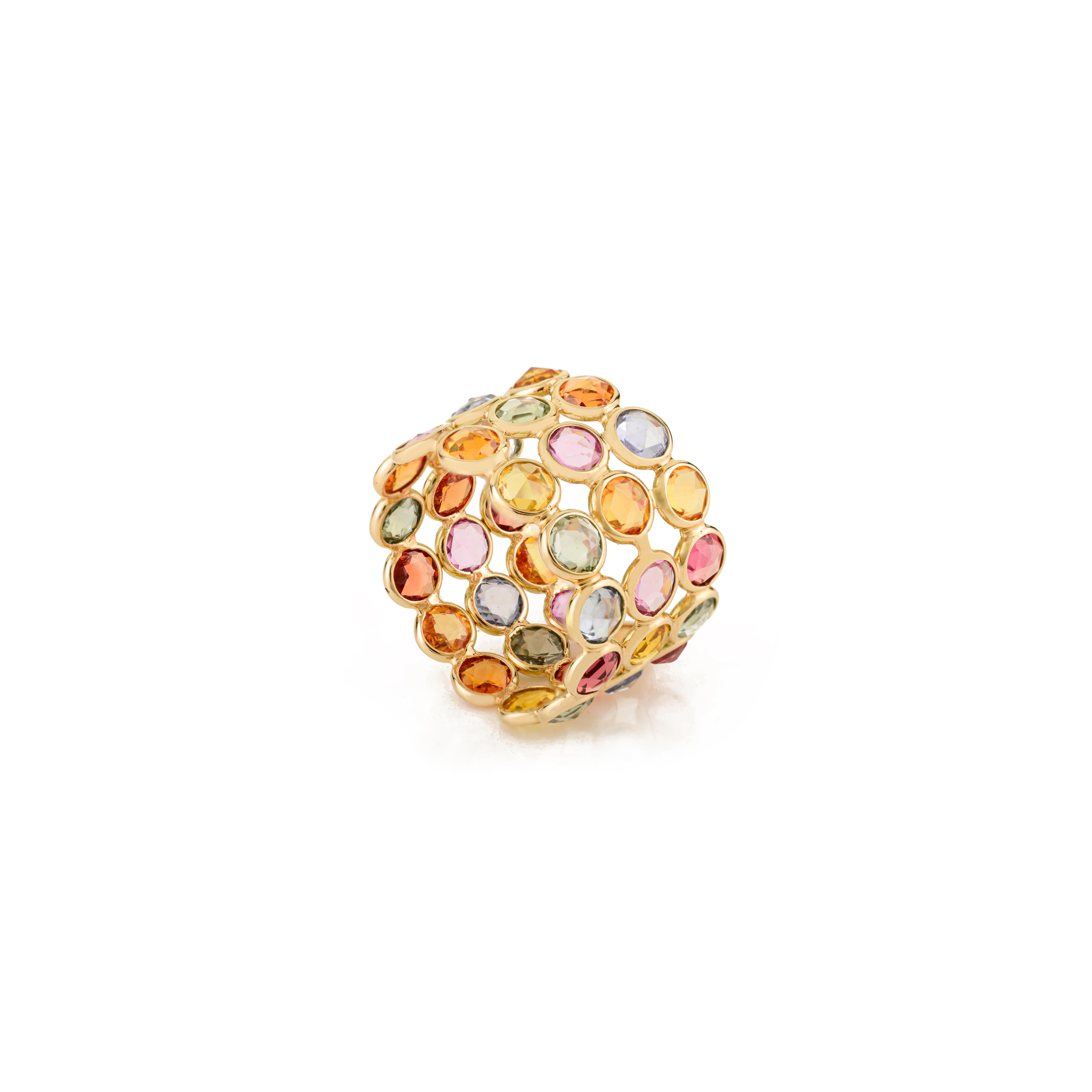 in vendita:  Anello a fascia larga con zaffiro arcobaleno rotondo da 10,1 carati in oro 14 carati Regalo di dichiarazione 7