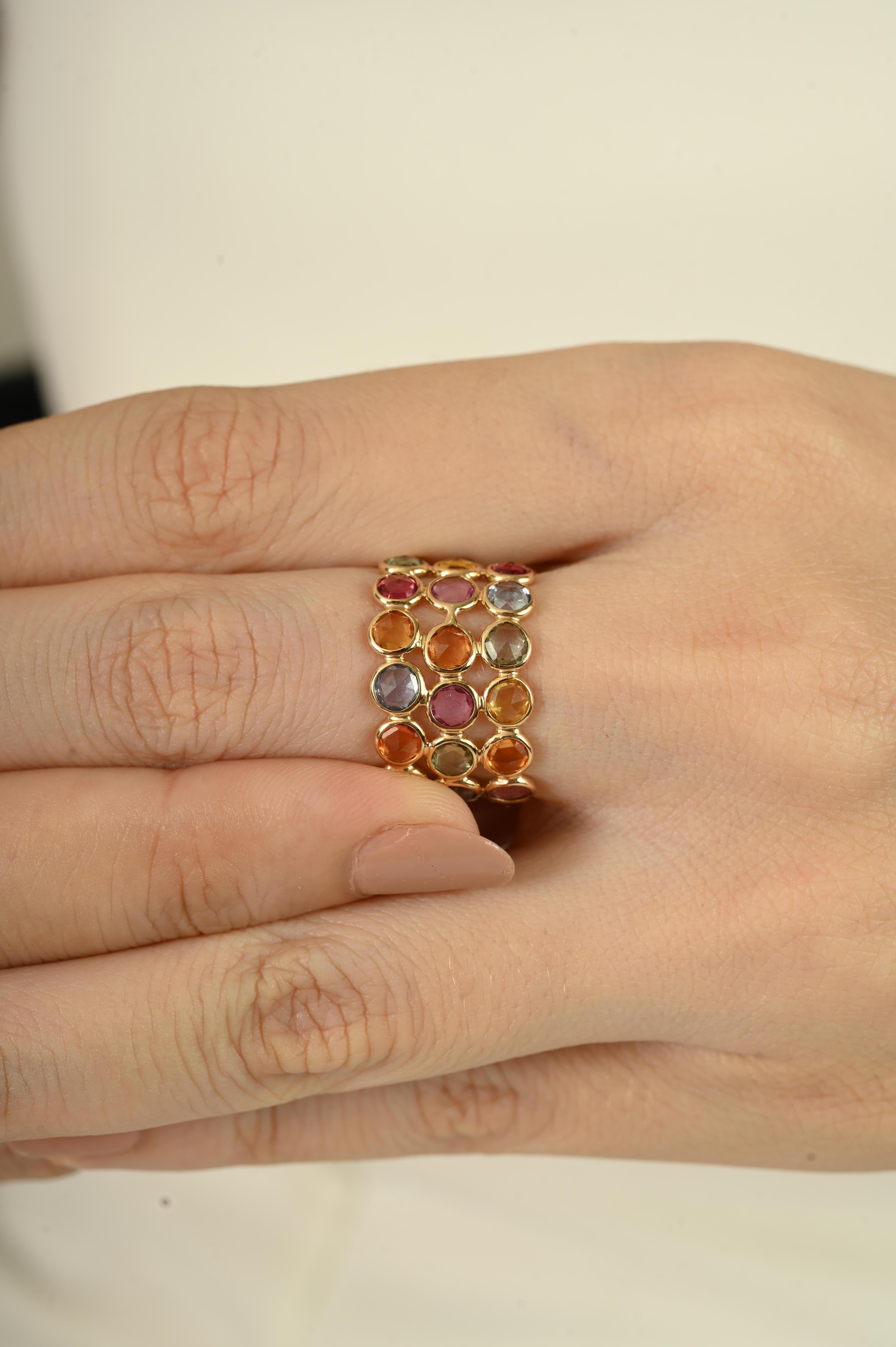 in vendita:  Anello a fascia larga con zaffiro arcobaleno rotondo da 10,1 carati in oro 14 carati Regalo di dichiarazione 8