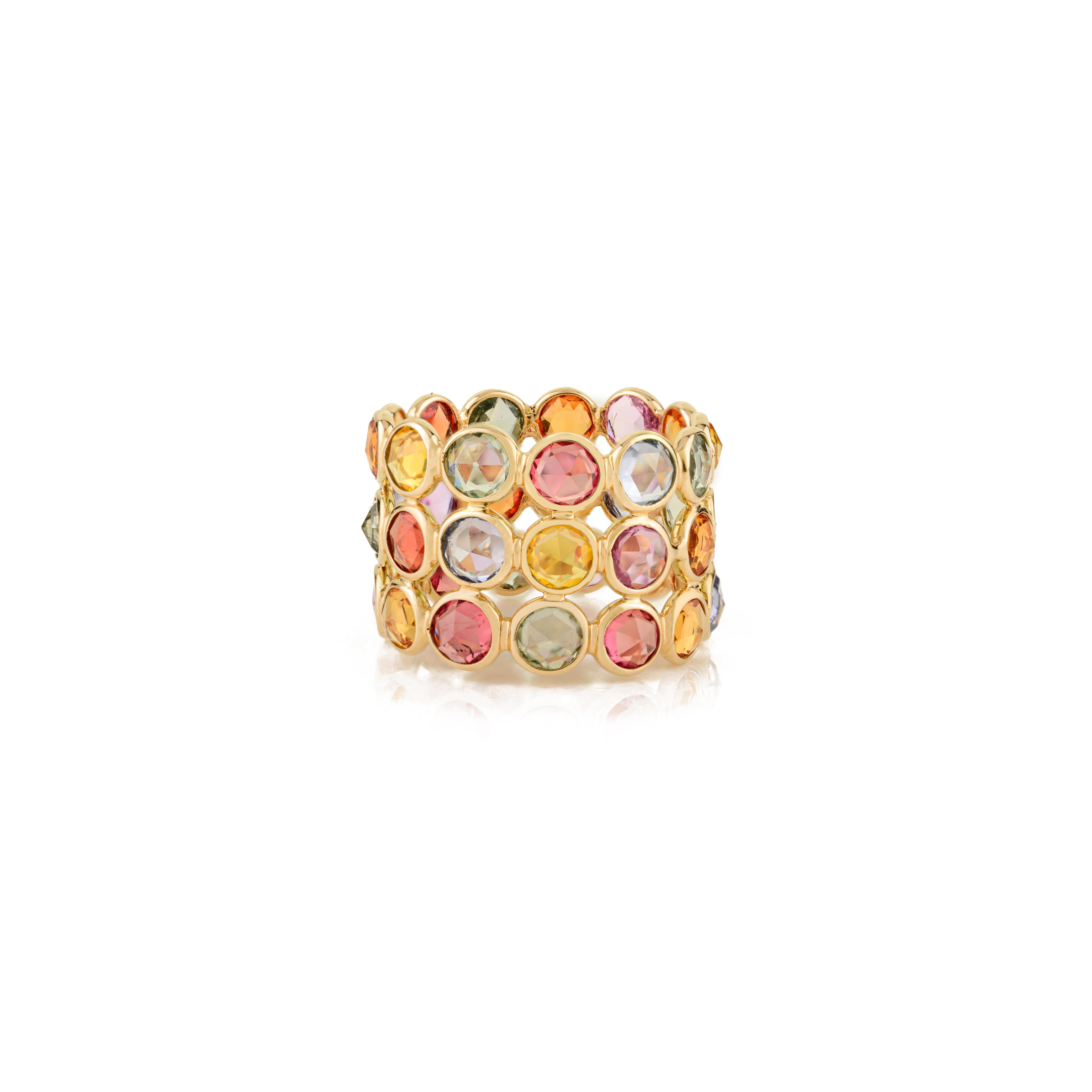 in vendita:  Anello a fascia larga con zaffiro arcobaleno rotondo da 10,1 carati in oro 14 carati Regalo di dichiarazione 9