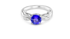 Rundschliff Tansanit Mode Ring 925 Massives Sterlingsilber(6,5 mm)Gift für Ehefrau