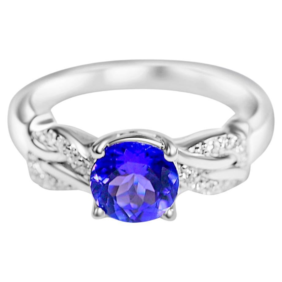 Bague de fiançailles fantaisie en argent sterling 925 avec tanzanite de 1,08 carat pour femmes en vente