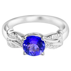 1.08 Ct Tanzanite Statement Ring 925 Sterling Silver Engagement Ring For Women's