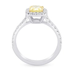 1.01 cts GIA Certified Fancy Intense Yellow Cushion Diamond Halo Ring