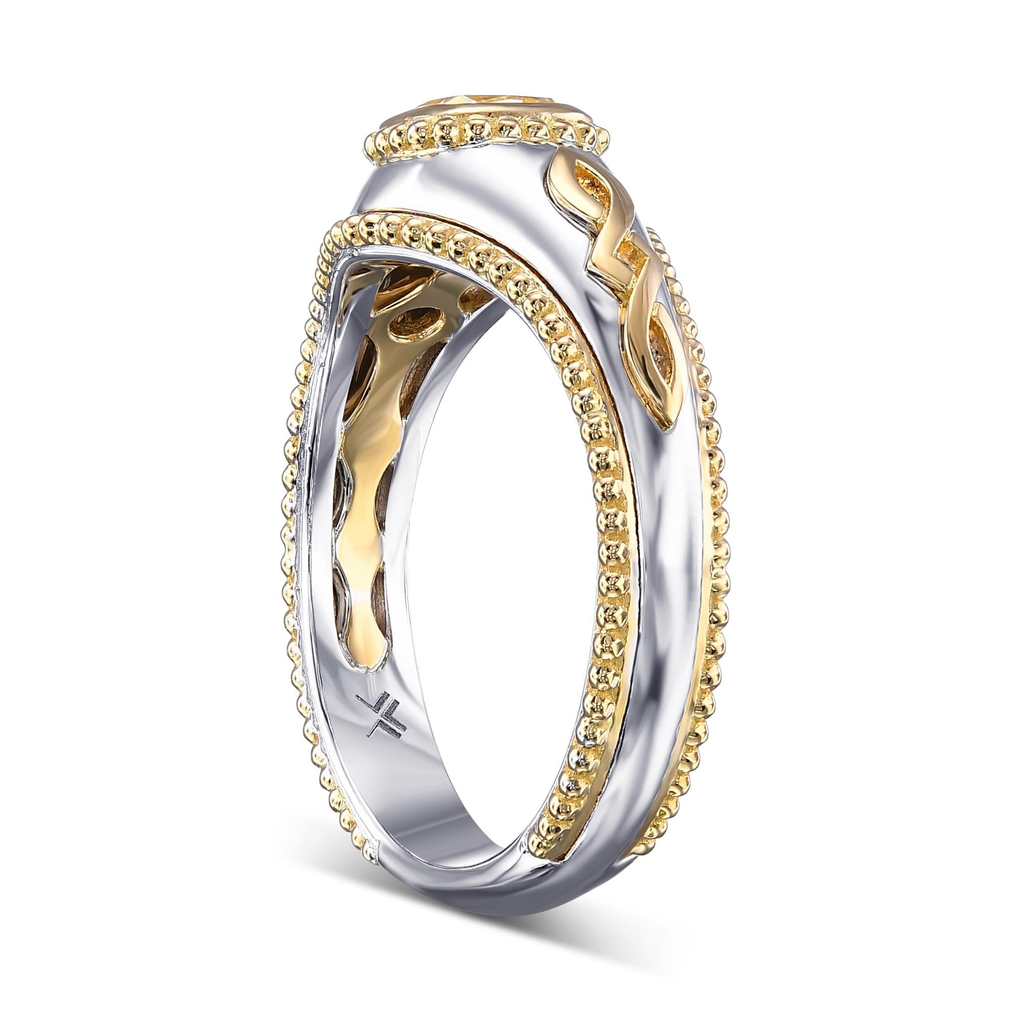 1,01 cts GIA zertifiziert Herren Fancy Intense Yellow Cushion Solitaire Diamantring (Kissenschliff) im Angebot