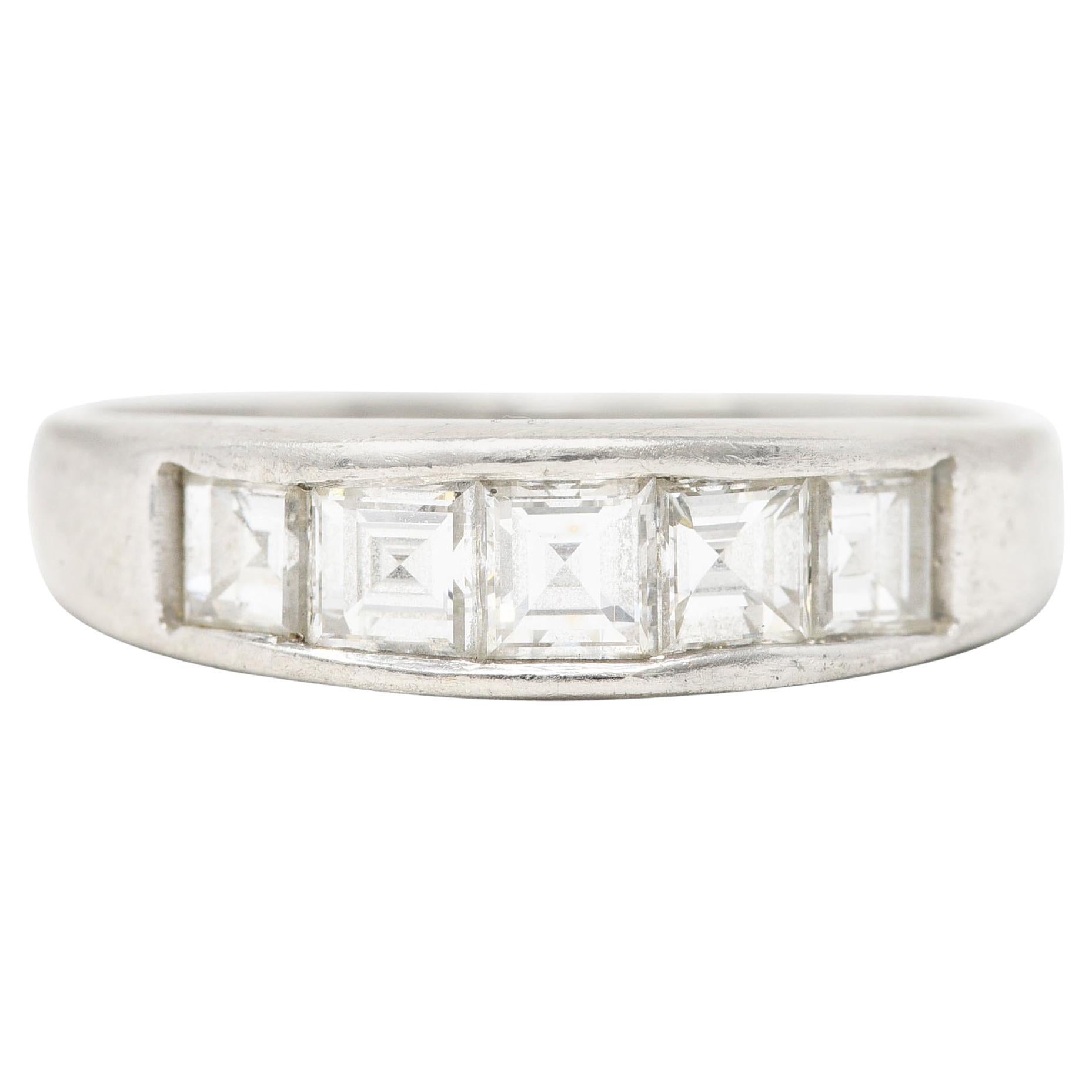 1,01 CTW Quadratischer Stufenschliff Diamant Platin Kanalring Unisex