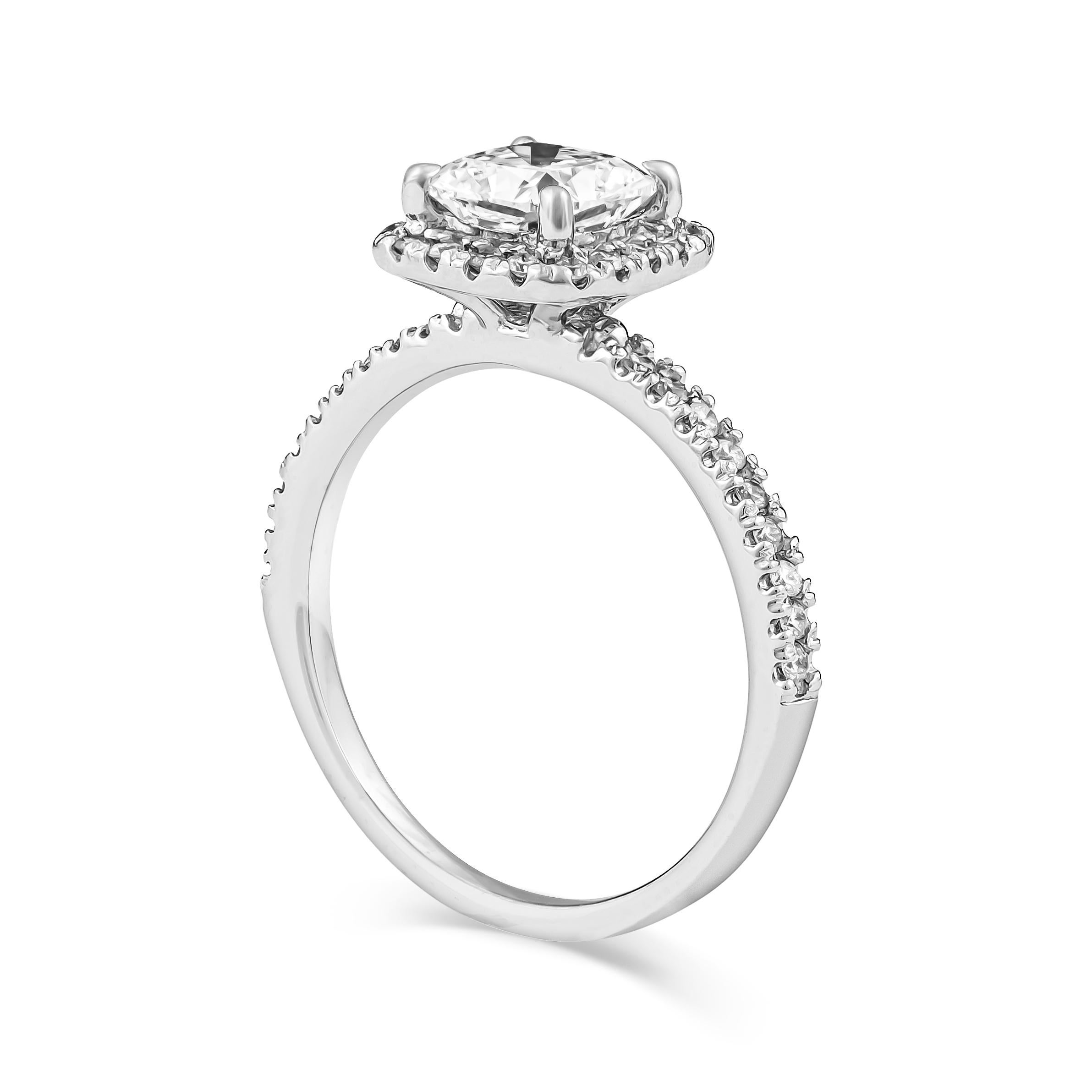 1.01 Cushion Cut ‘GIA’ Diamond Halo Engagement Ring, Platinum In New Condition In Houston, TX