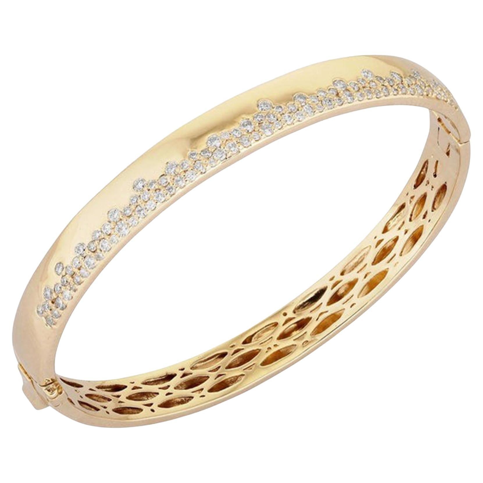 101 Diamond 14K (or 18k upon request) Yellow Gold Bangle Bracelet