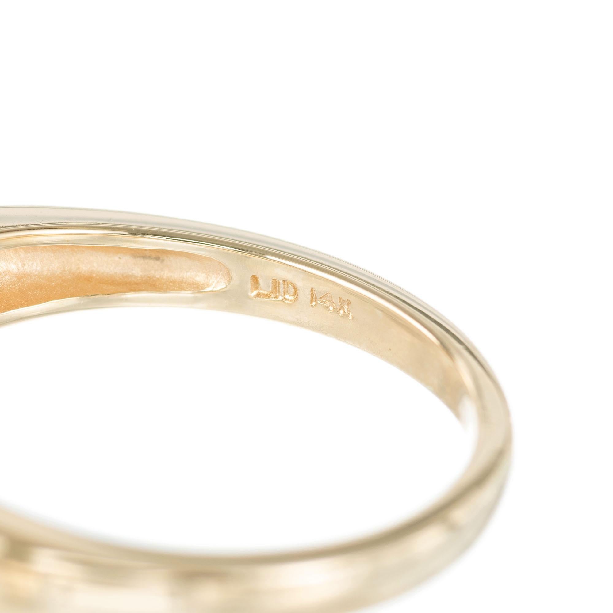 Round Cut 1.01 Carat Diamond Yellow White Gold Three-Stone Engagement Ring