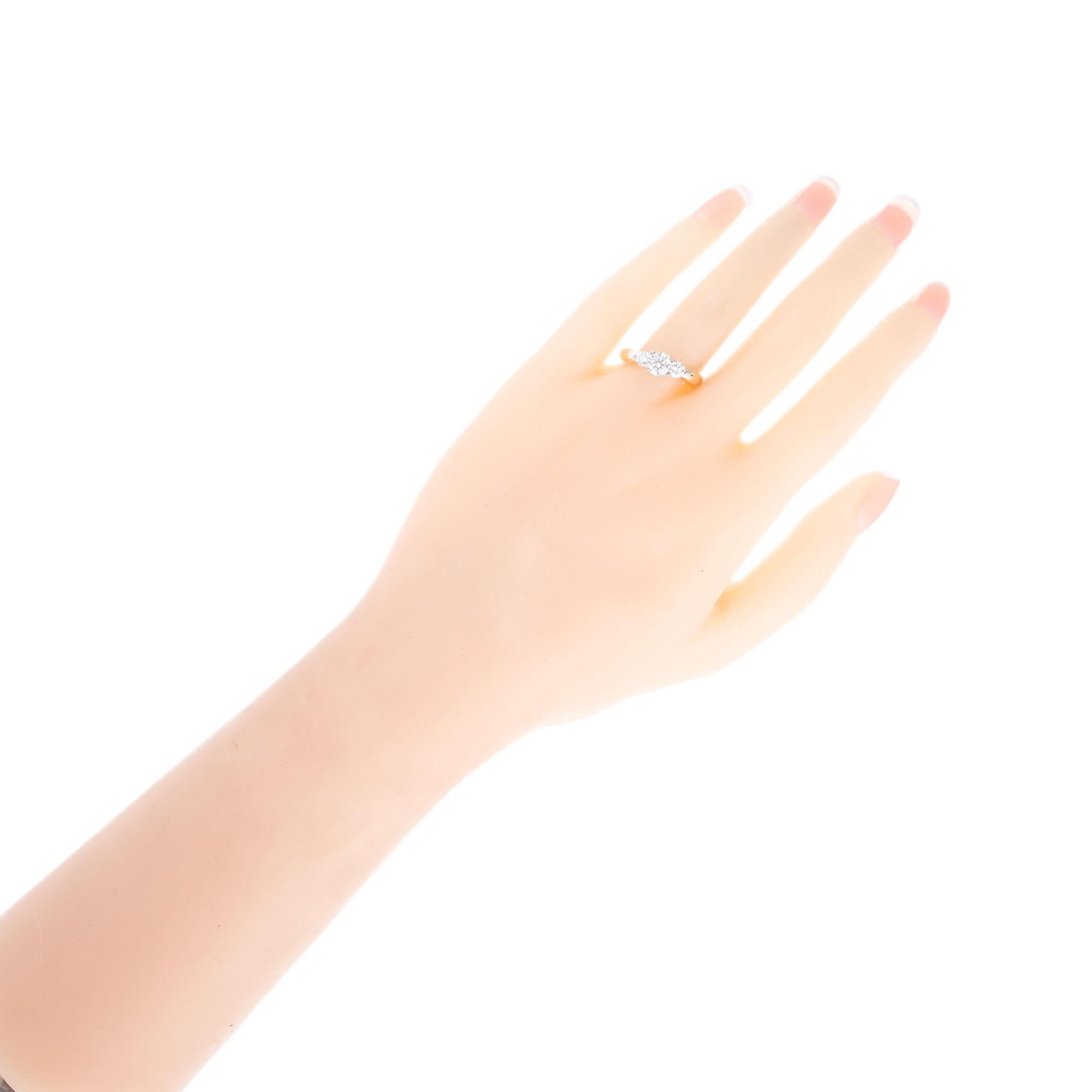 Women's 1.01 Carat Diamond Yellow White Gold Three-Stone Engagement Ring