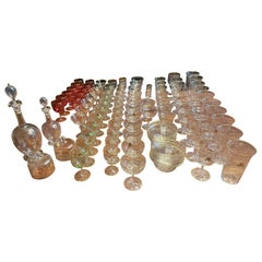 Antique 101 Pc, Belle Époque Gilt-Monogrammed Glass Service, in the Manner of Baccarat