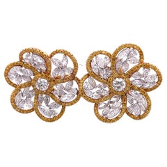 10,10 Karat G VS Runde und ausgefallene gelbe Diamant-Ohrringe aus 18K Gold/Platin/Platin