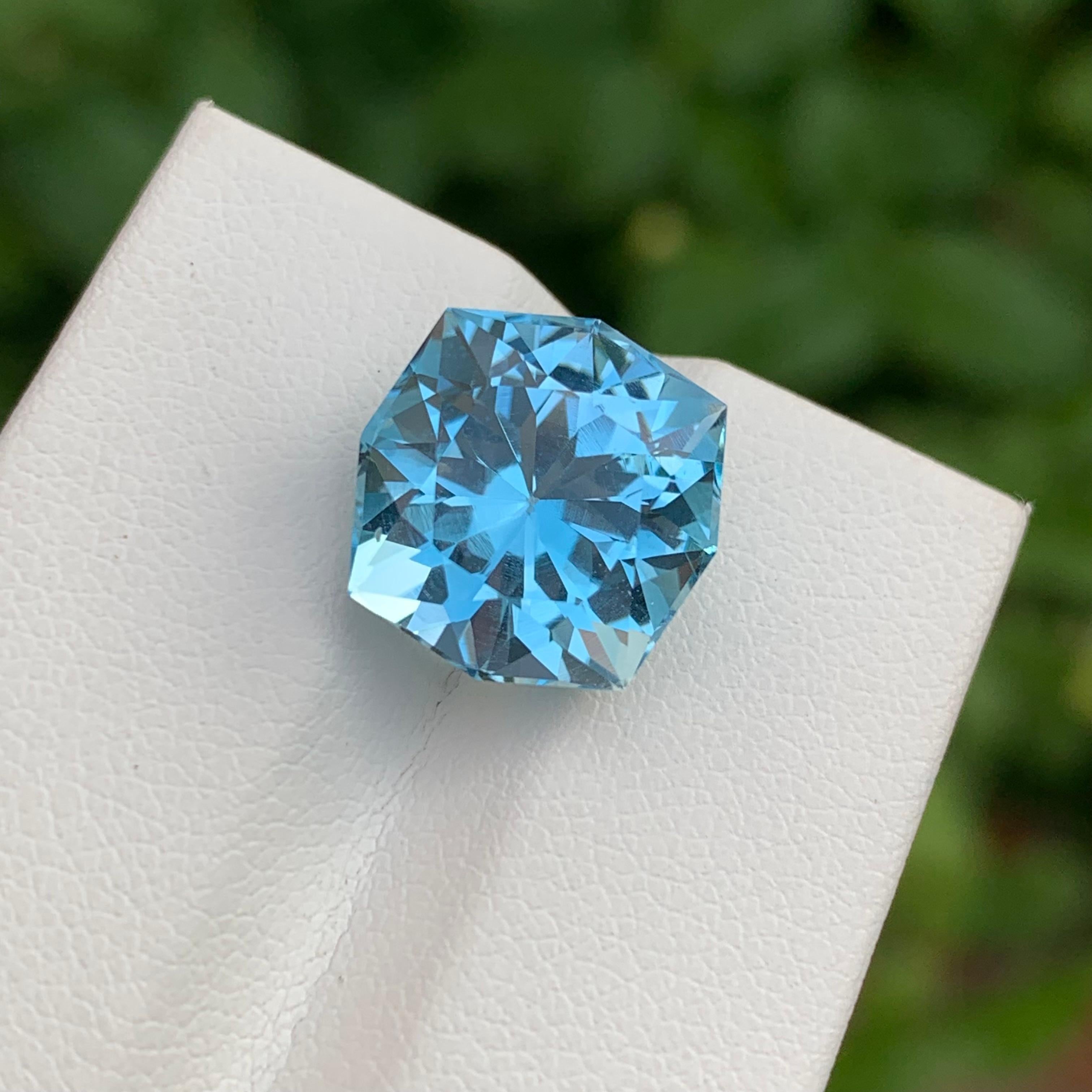 10,10 Karat hübscher blauer Topas in achteckiger Form für die Schmuckherstellung im Angebot 3