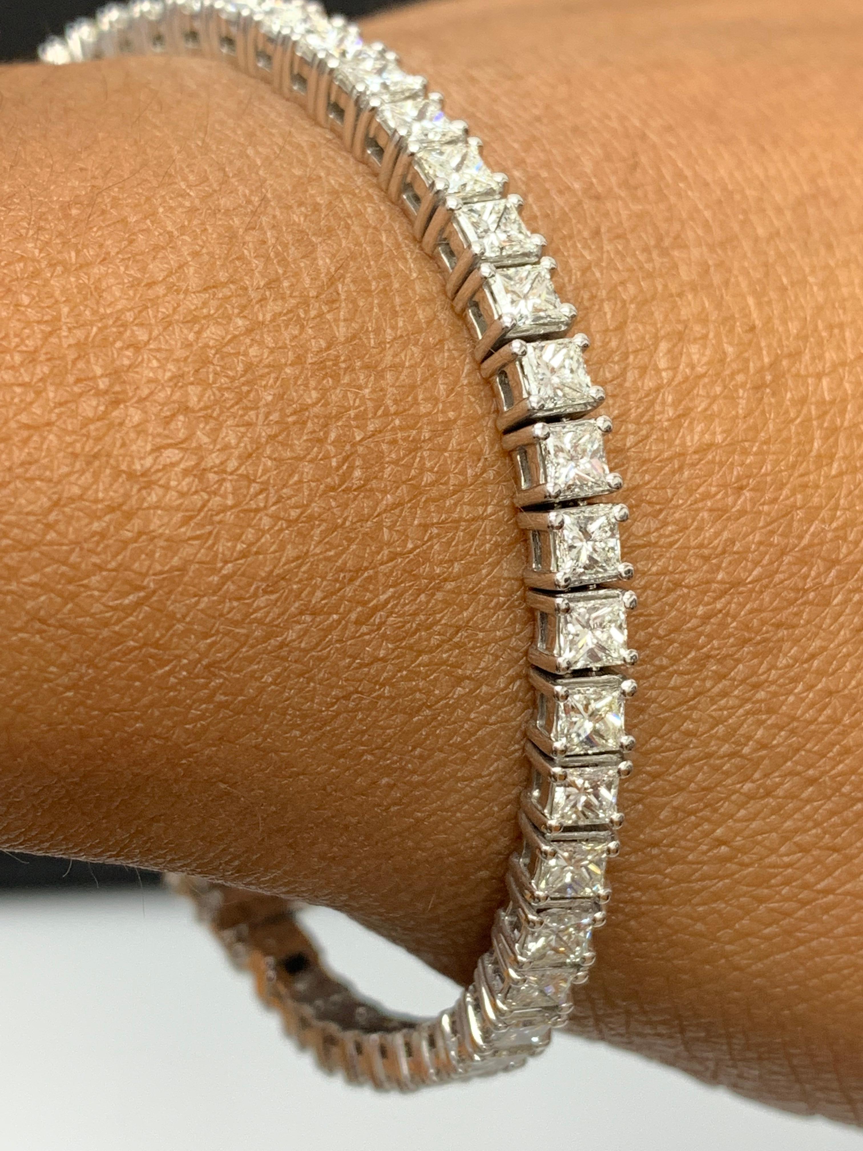 10,10 Karat Diamant-Tennisarmband im Prinzessinnenschliff aus 14K Weißgold im Angebot 5