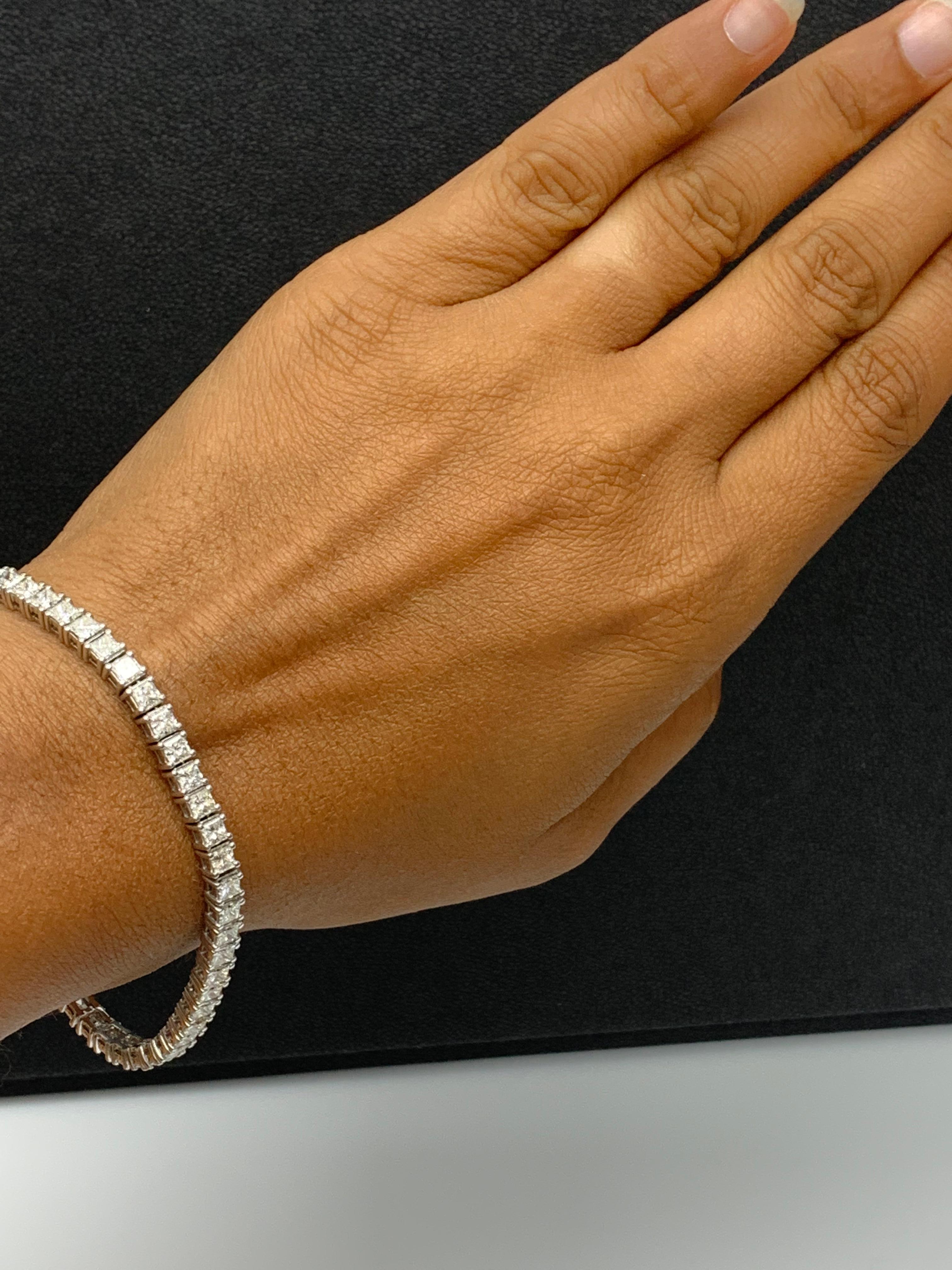 10,10 Karat Diamant-Tennisarmband im Prinzessinnenschliff aus 14K Weißgold im Angebot 6