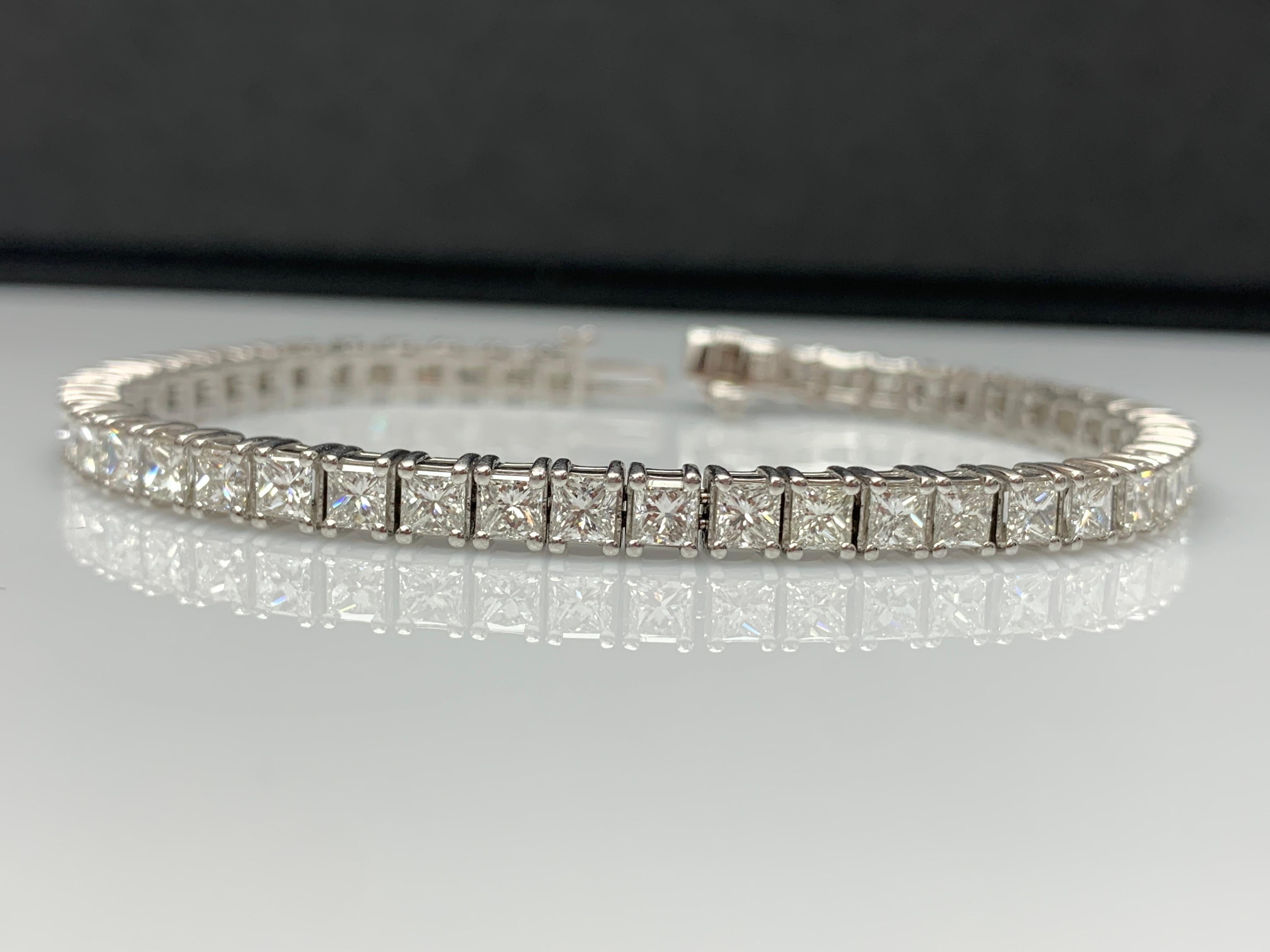 10,10 Karat Diamant-Tennisarmband im Prinzessinnenschliff aus 14K Weißgold im Angebot 8
