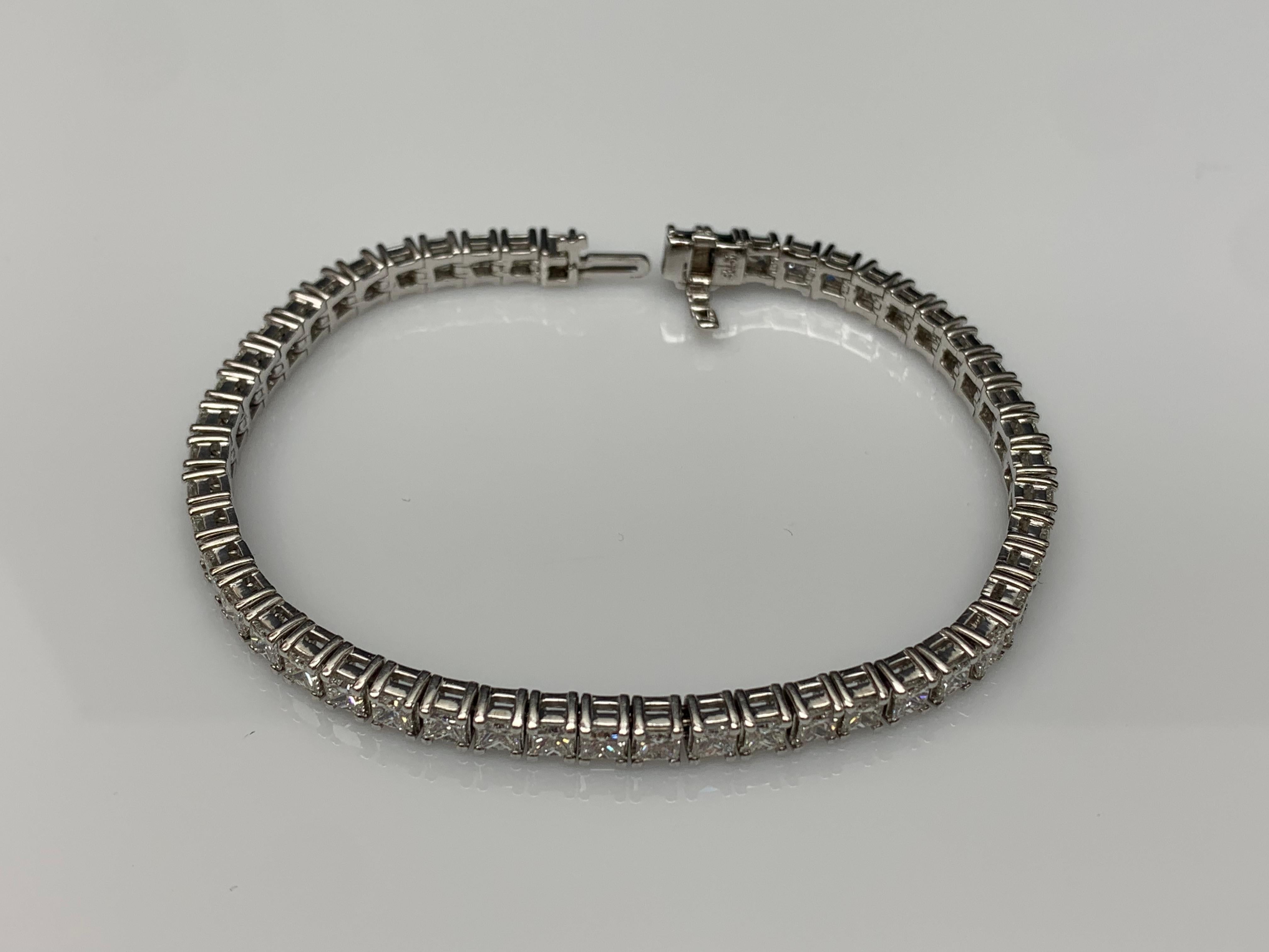 10,10 Karat Diamant-Tennisarmband im Prinzessinnenschliff aus 14K Weißgold im Angebot 12