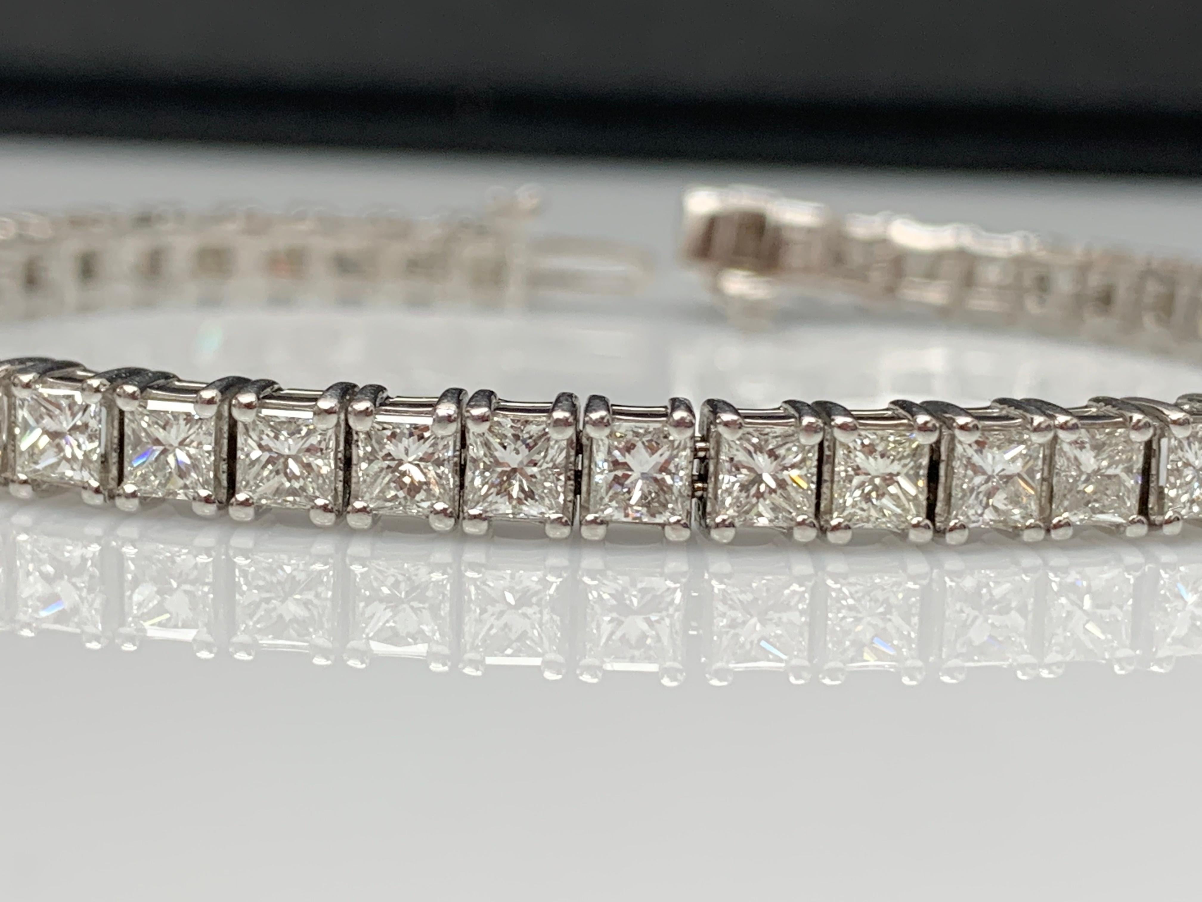 10,10 Karat Diamant-Tennisarmband im Prinzessinnenschliff aus 14K Weißgold im Angebot 13