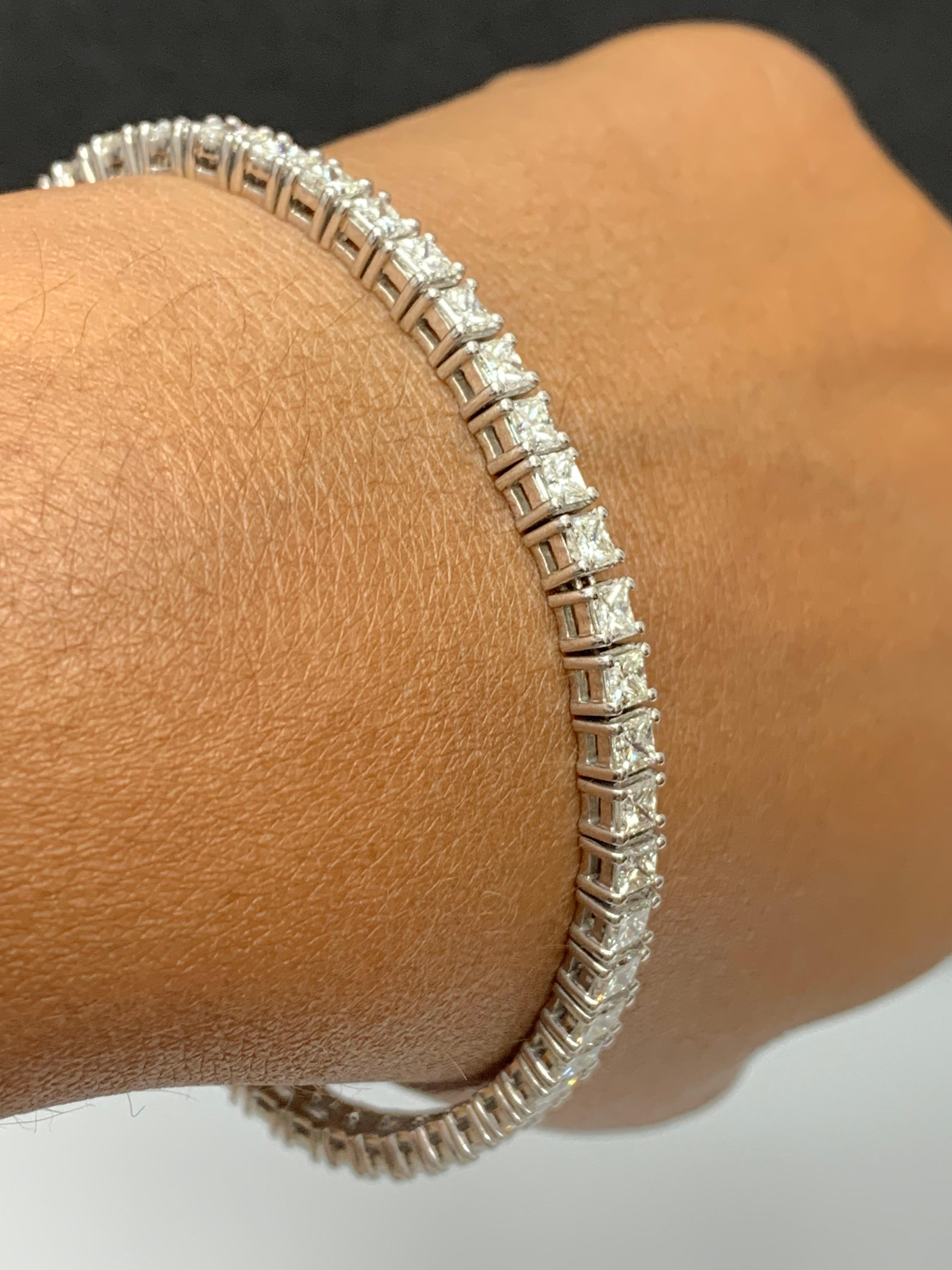 10,10 Karat Diamant-Tennisarmband im Prinzessinnenschliff aus 14K Weißgold Damen im Angebot