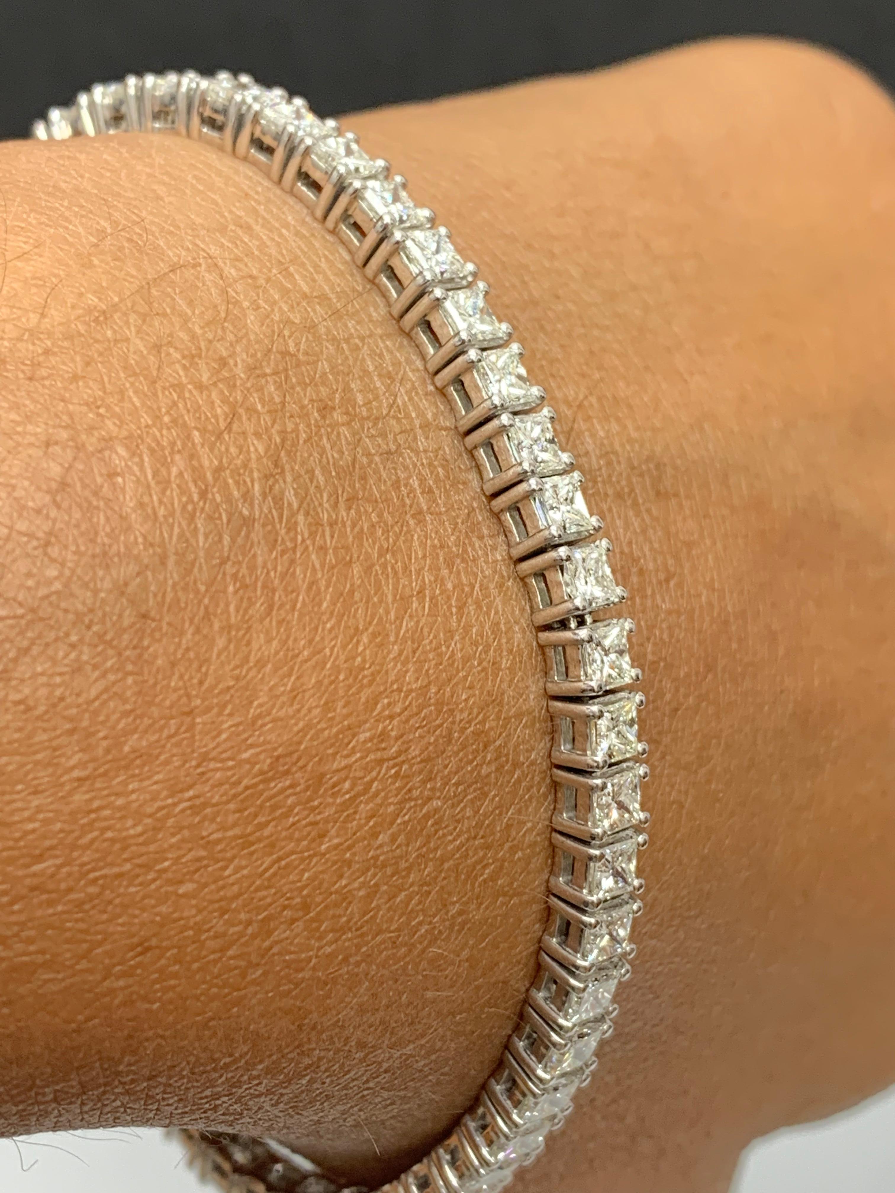 10,10 Karat Diamant-Tennisarmband im Prinzessinnenschliff aus 14K Weißgold im Angebot 1