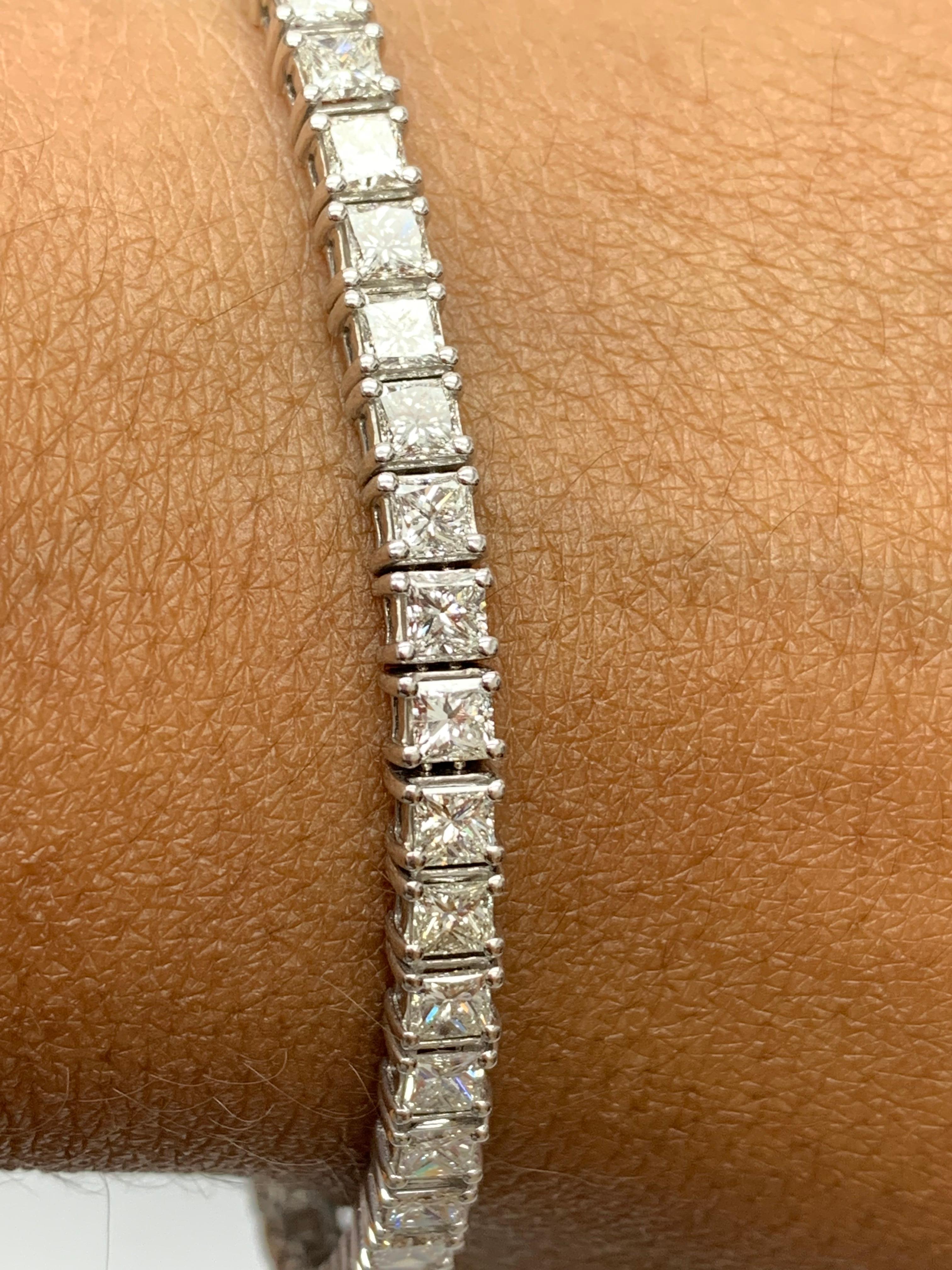 10,10 Karat Diamant-Tennisarmband im Prinzessinnenschliff aus 14K Weißgold im Angebot 2