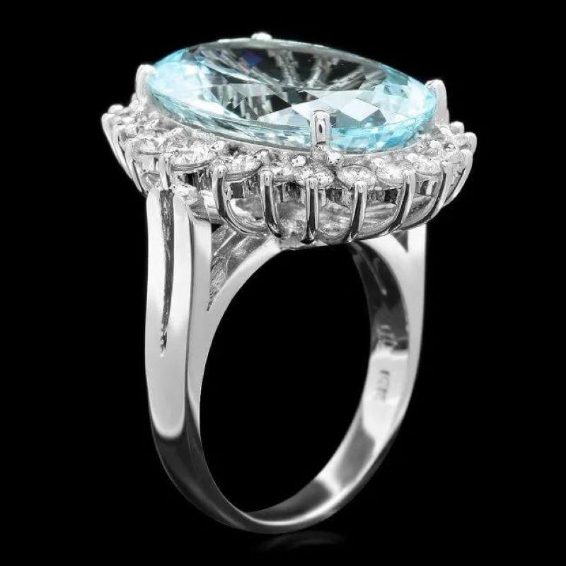 10.10 Carats Natural Aquamarine and Diamond 14K Solid White Gold Ring

Total Natural Aquamarine Weights: Approx. 8.90 Carats 

Aquamarine Measures: Approx. 18 x 13 mm

Natural Round Diamonds Weight: Approx. 1.20 Carats (color G-H  / Clarity