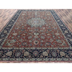 10'10"x15'4" Brown Vintage Zoroastrian Mashad Hand Knotted Wool Oriental Rug
