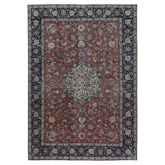 10'10"x15'4" Copper Brown Vintage Persian Mashad Hand Knotted Wool Oriental Rug