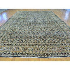 10'10"x17' Navy Blue Gallery Size Antique Zoroastrian Karman Herati Design Rug