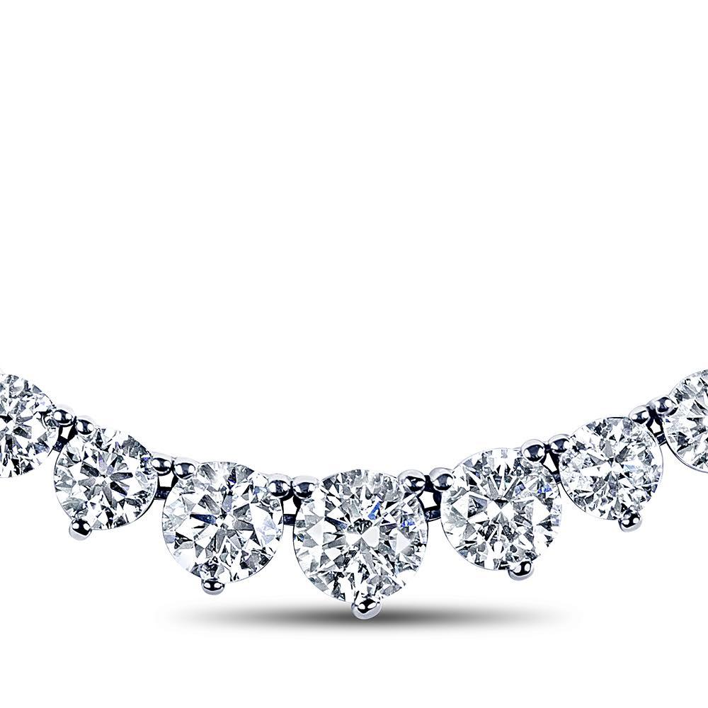 Modern 10.11 Carat Diamond Graduated Riviera Necklace For Sale