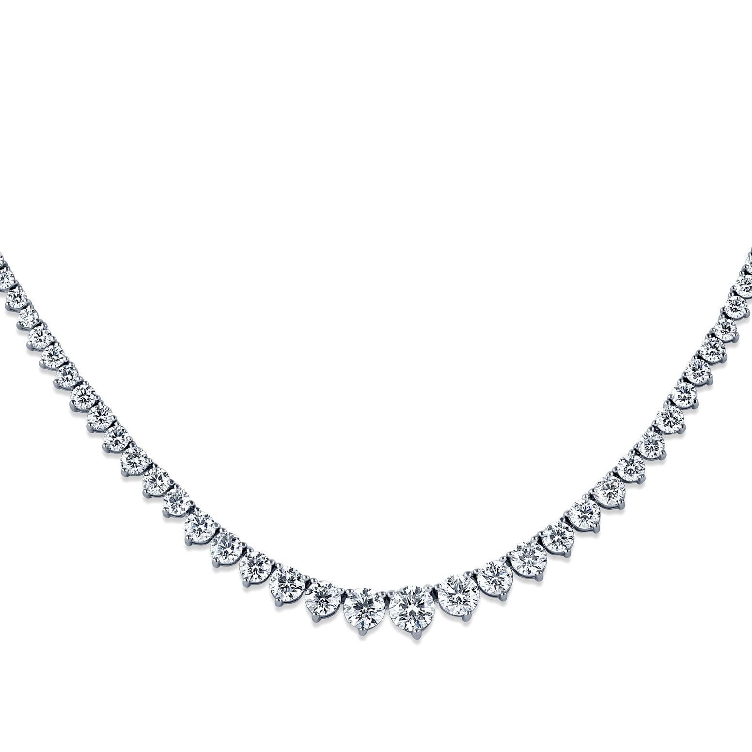 GIA Certified 10.67 Carat Diamond Graduated Riviera Necklace In New Condition For Sale In New York, NY