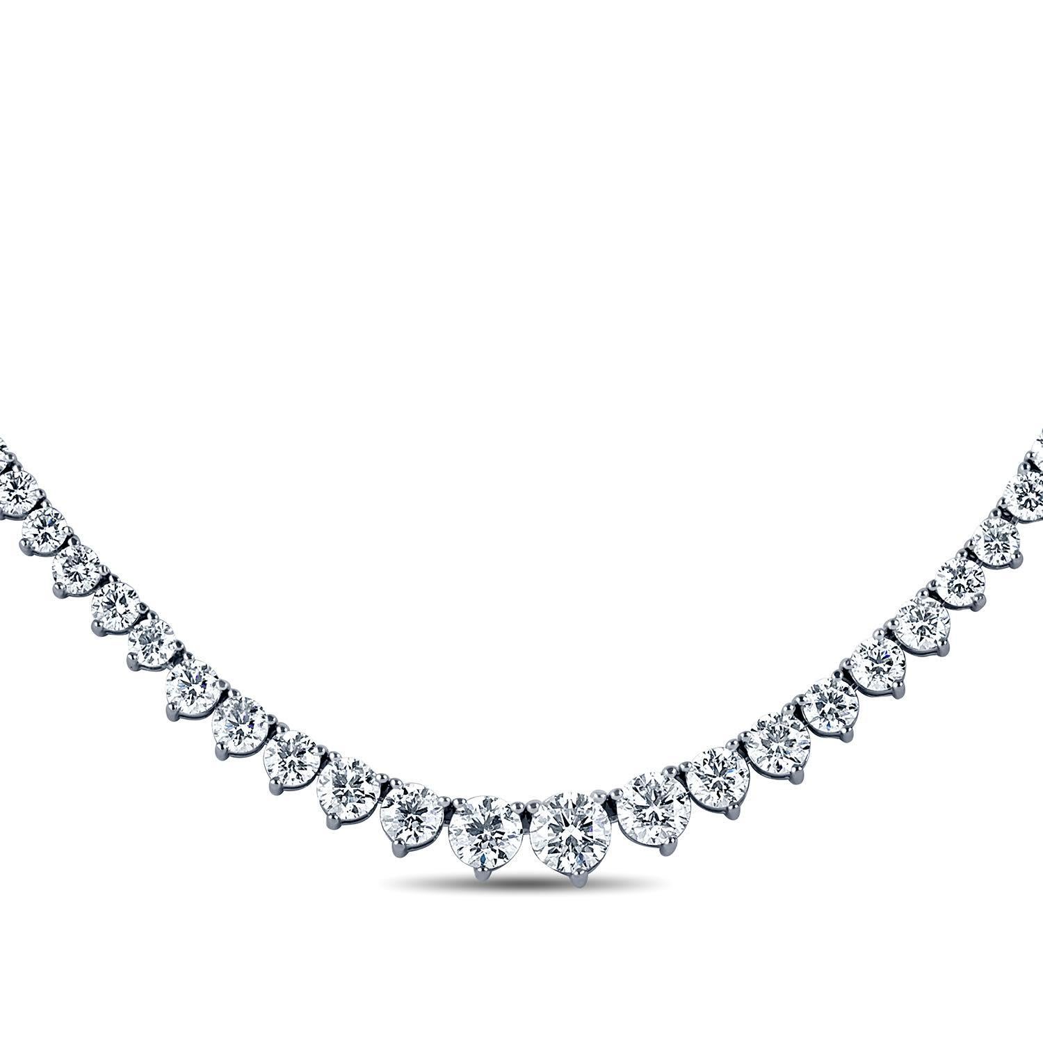 Modern GIA Certified 10.75 Carat Diamond Graduated Riviera Necklace For Sale