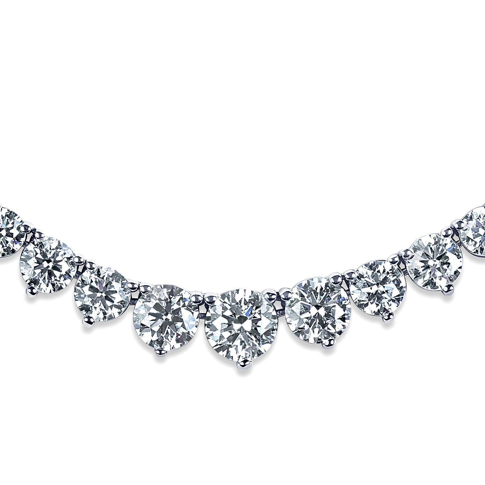 10.11 Carat Diamond Graduated Riviera Necklace For Sale 1