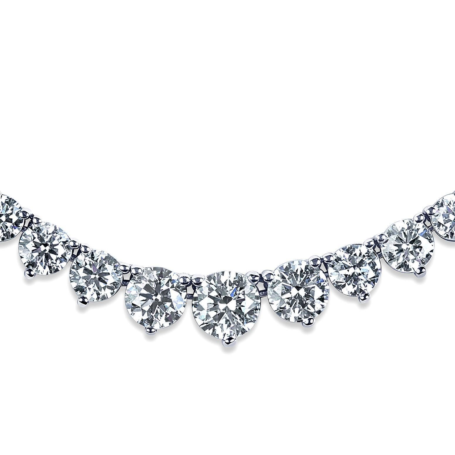 Round Cut GIA Certified 10.75 Carat Diamond Graduated Riviera Necklace For Sale